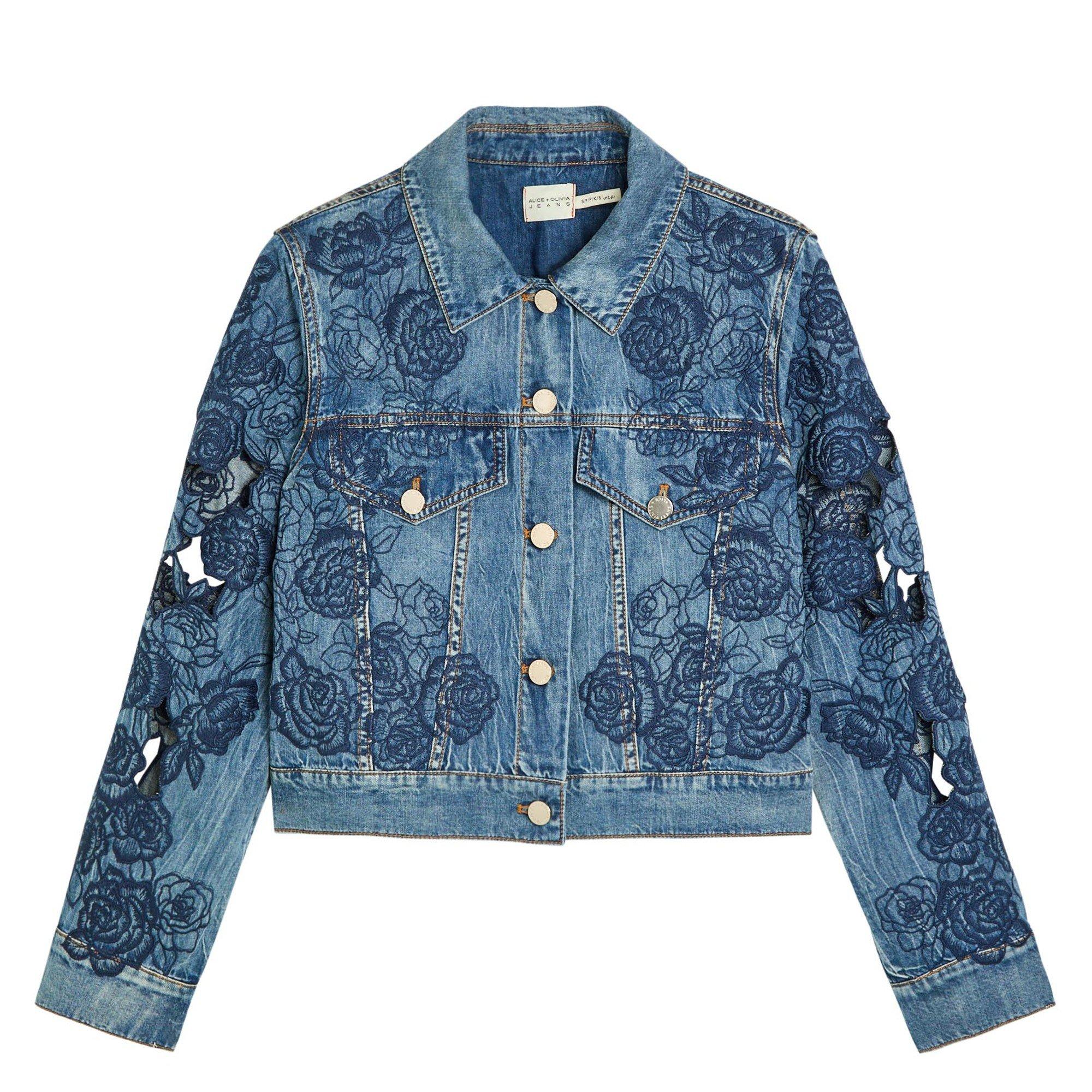 BLUE - Alice And Olivia - JKT Chloe Embr Denim Jacket