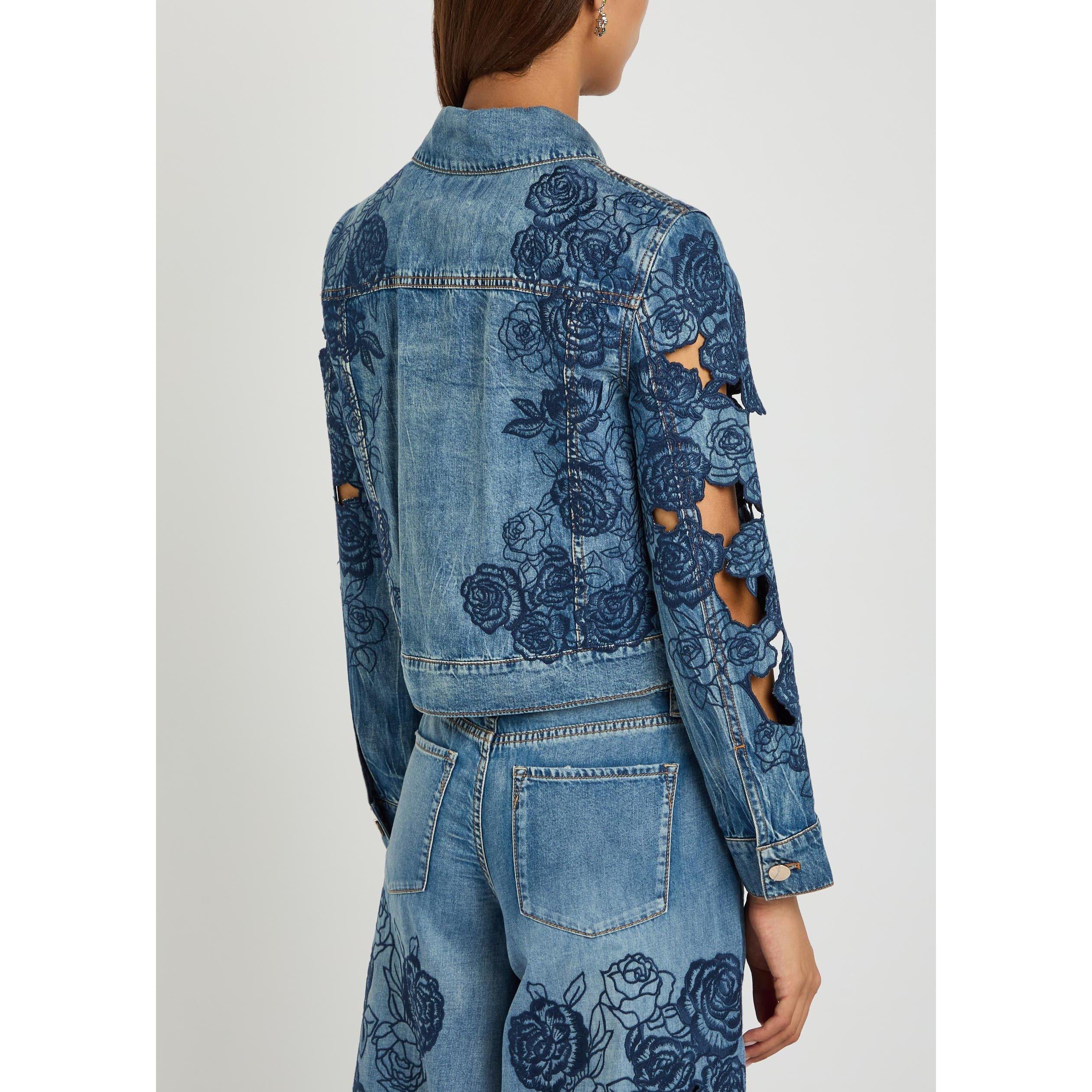 BLUE - Alice And Olivia - JKT Chloe Embr Denim Jacket - 3
