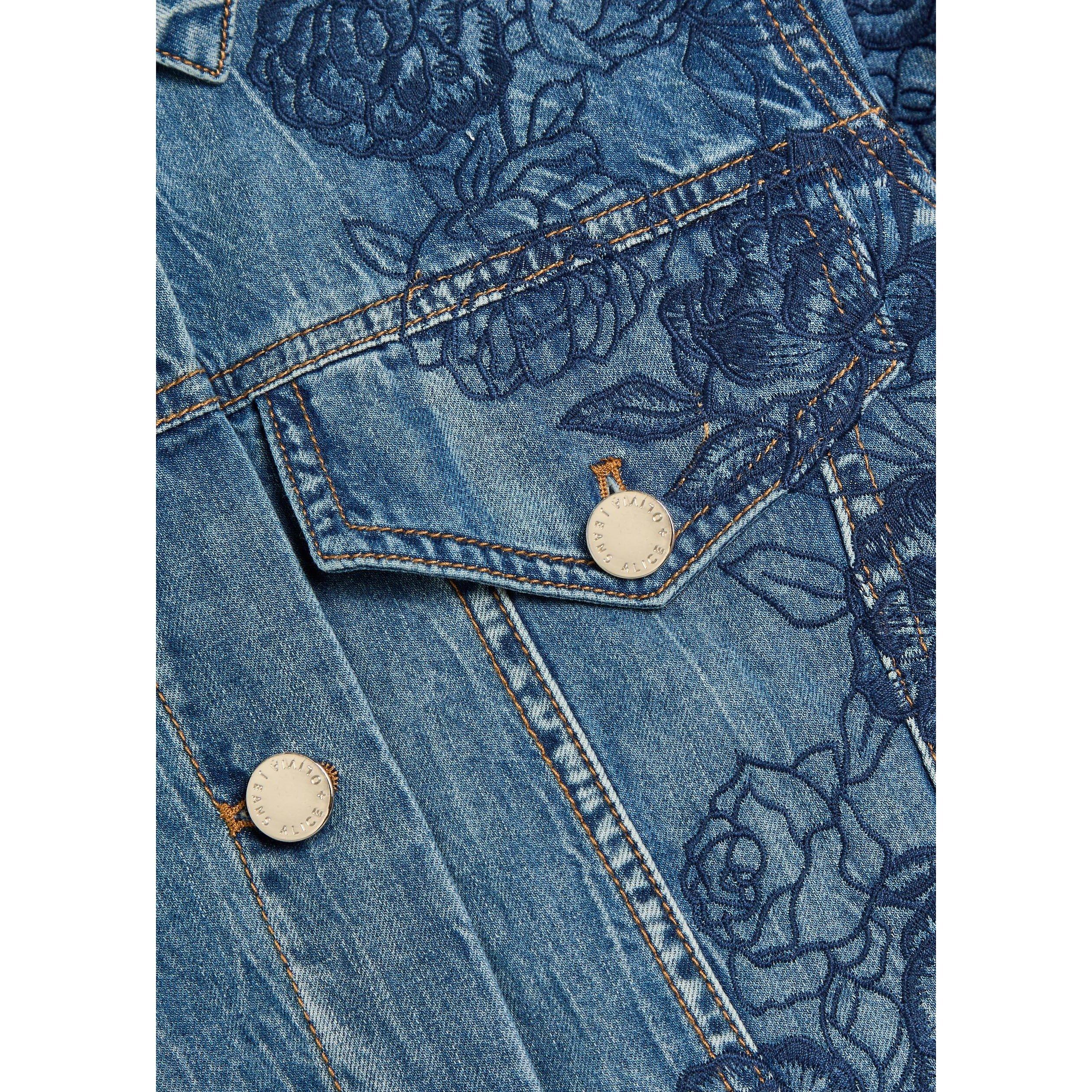 BLUE - Alice And Olivia - JKT Chloe Embr Denim Jacket - 4