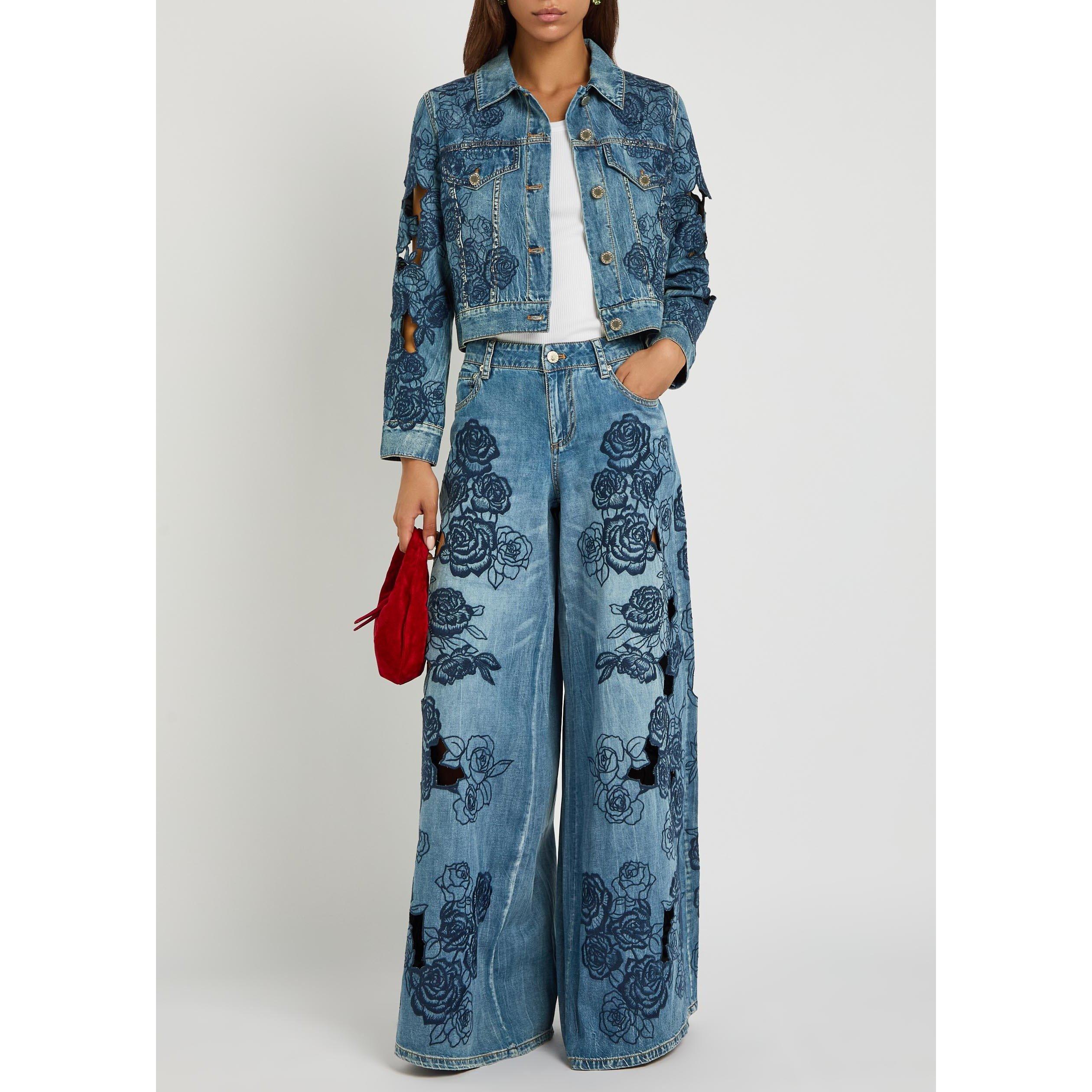 BLUE - Alice And Olivia - JKT Chloe Embr Denim Jacket - 5