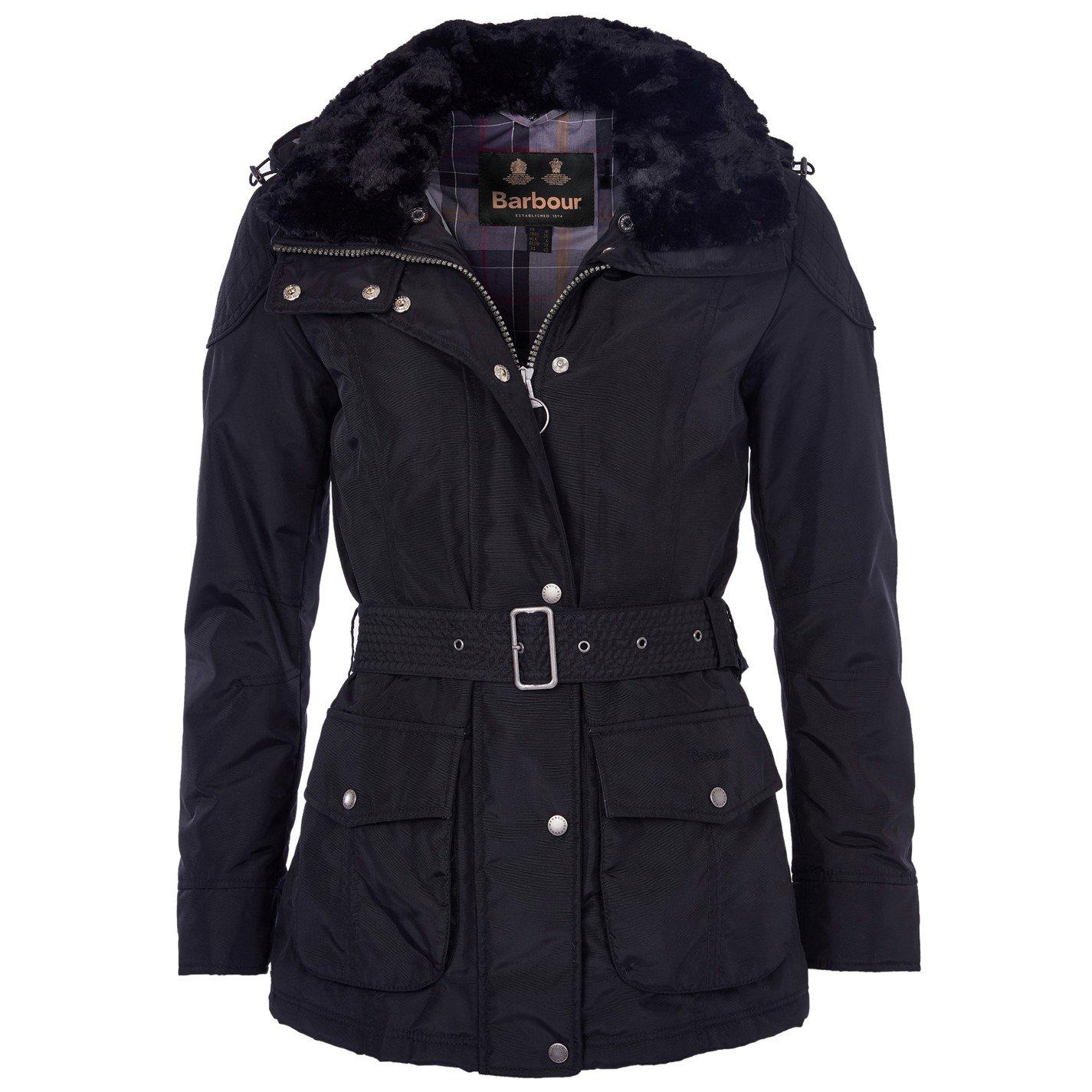 Black - Barbour International - Women's Outlaw Waterproof Windproof Hooded Long Sleeve Slim Fit Rain Anorak - 1