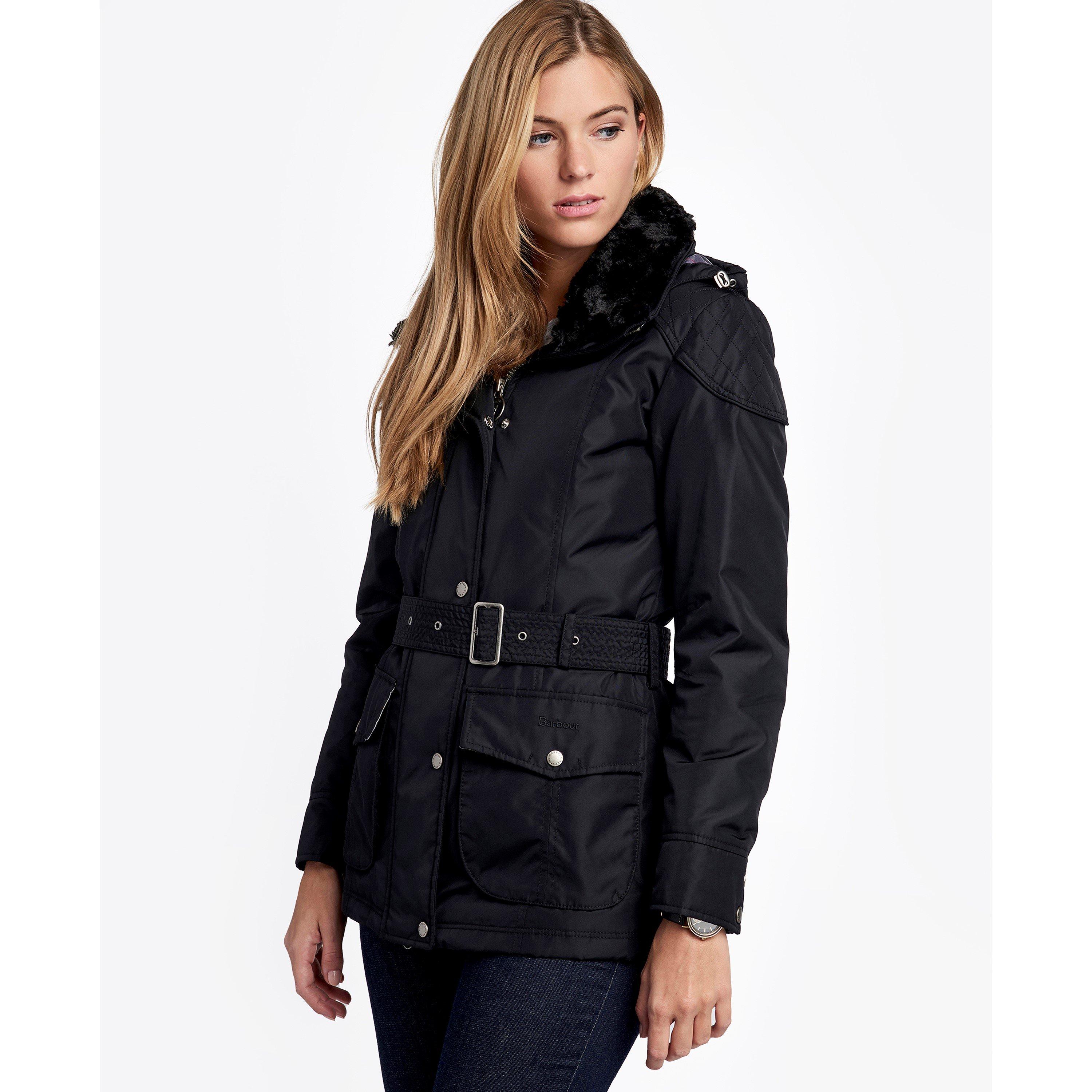 Black - Barbour International - Women's Outlaw Waterproof Windproof Hooded Long Sleeve Slim Fit Rain Anorak - 3