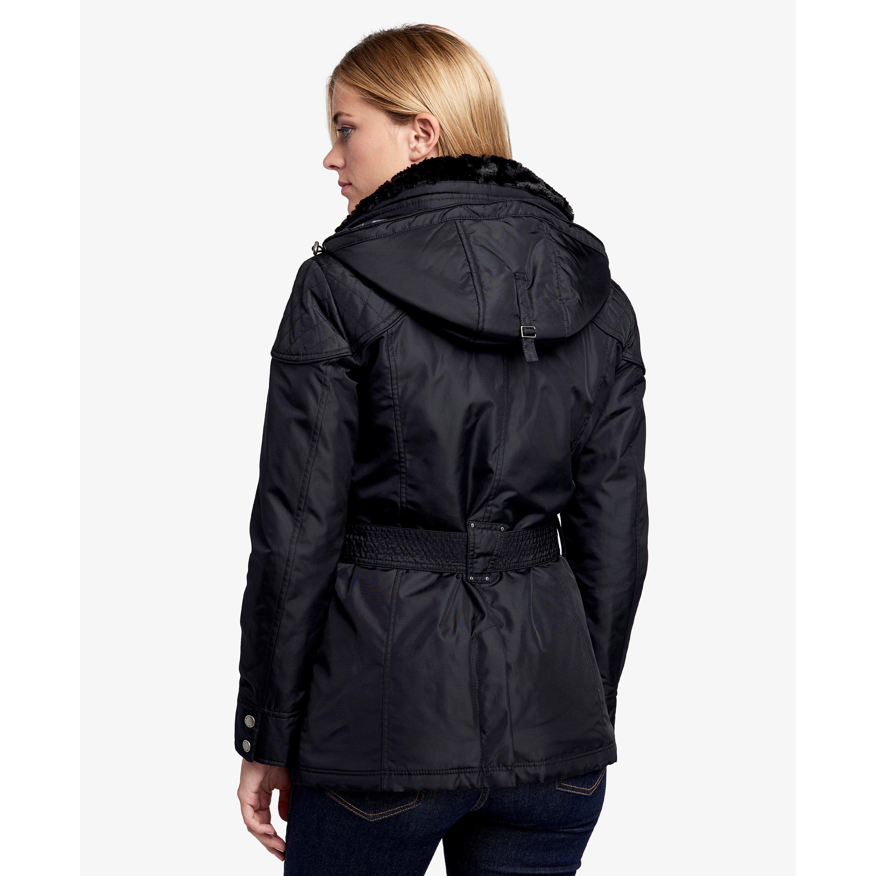 Black - Barbour International - Women's Outlaw Waterproof Windproof Hooded Long Sleeve Slim Fit Rain Anorak - 4