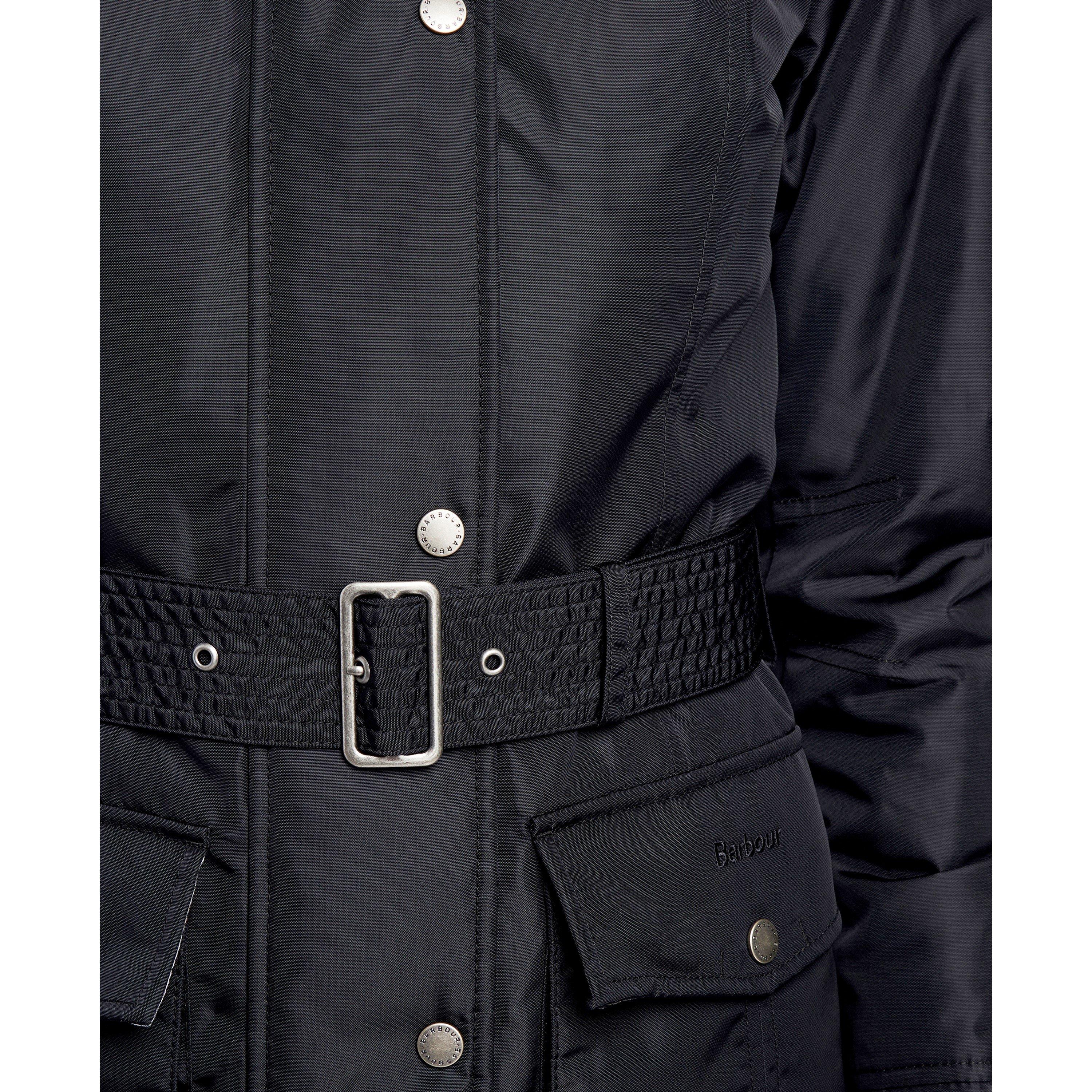 Black - Barbour International - Women's Outlaw Waterproof Windproof Hooded Long Sleeve Slim Fit Rain Anorak - 9