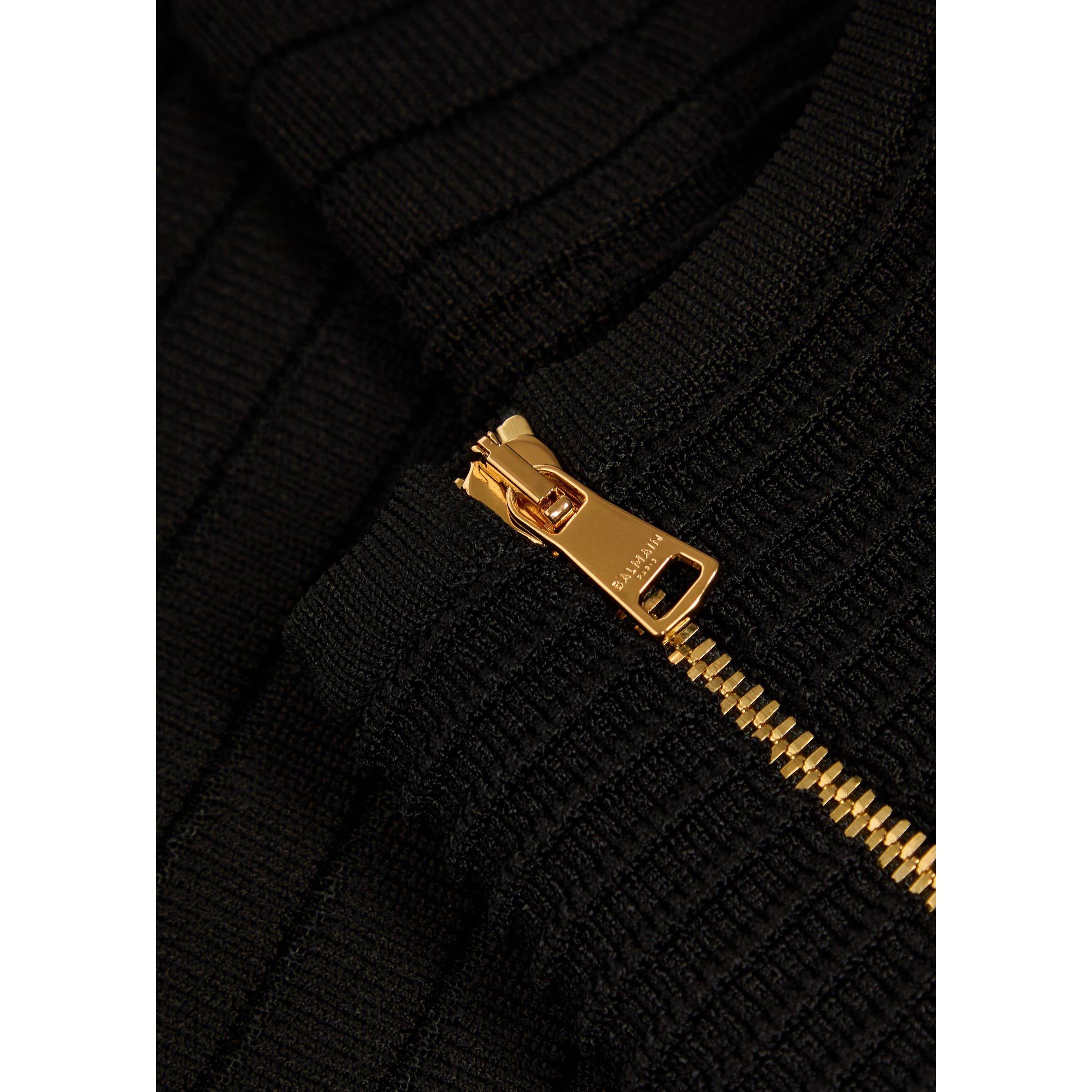 BLACK - Balmain - OPEN NECK VISCOSE KNIT LONG DR - 4