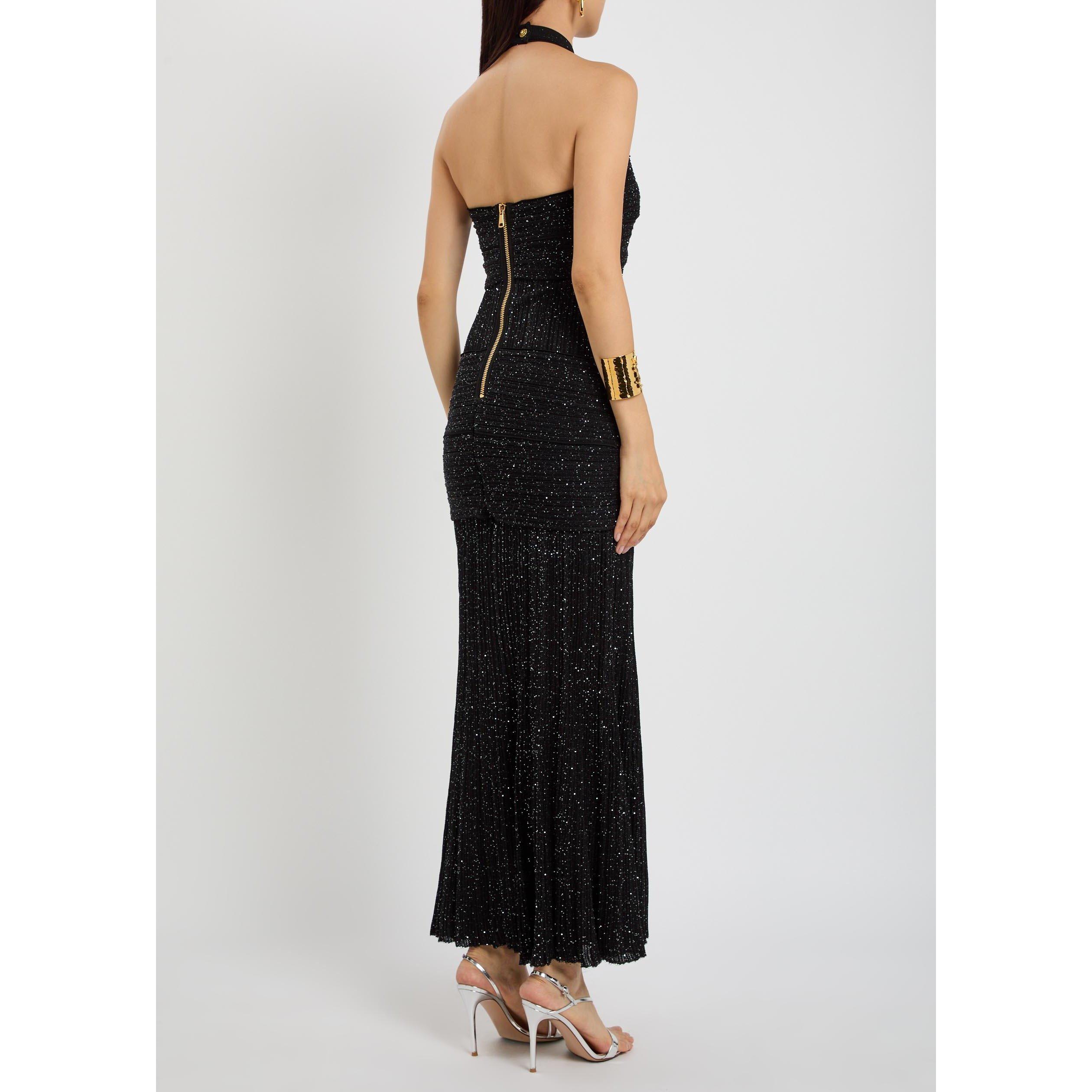 BLACK - Balmain - GLITTERED VISCOSE FLECHAGE LON - 3