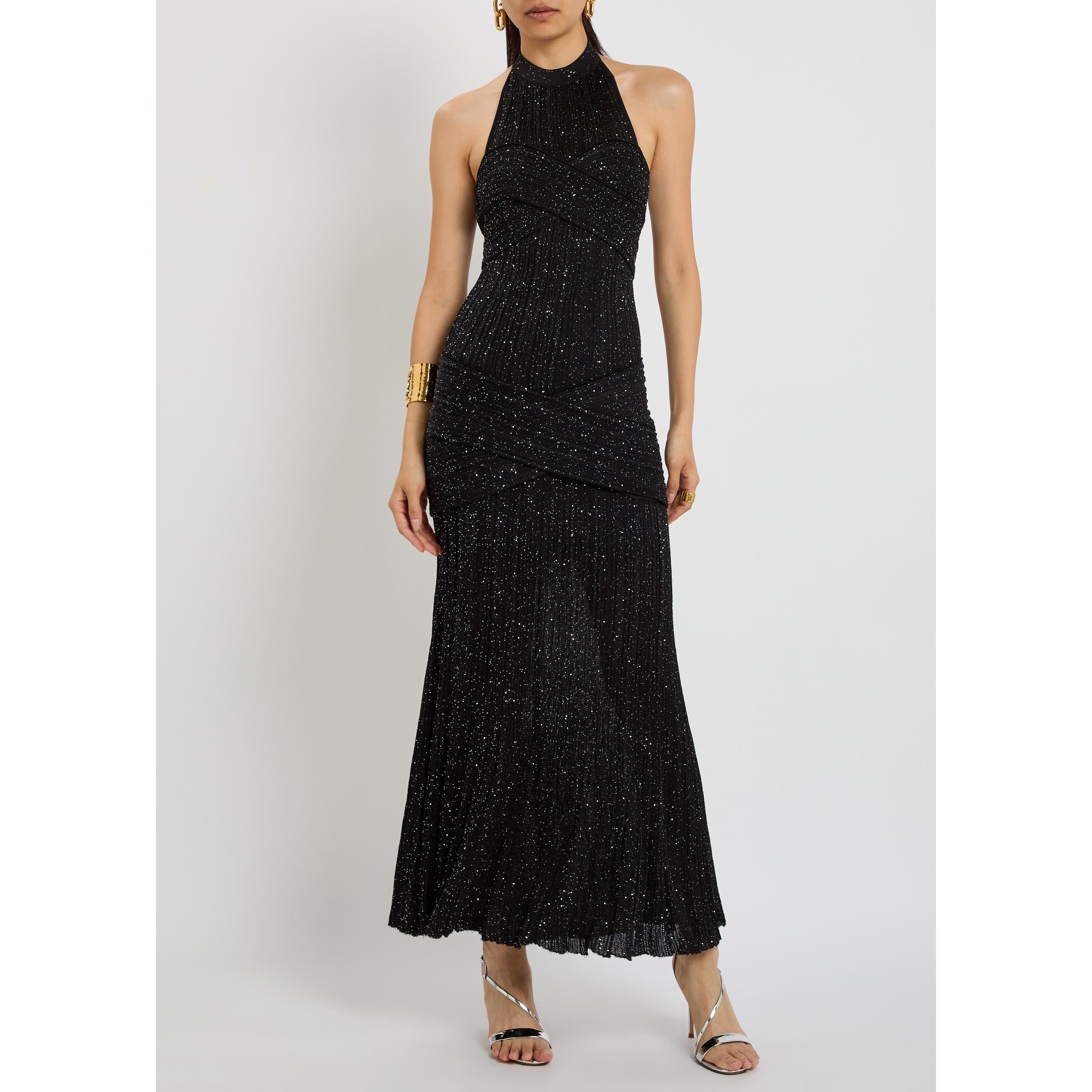 BLACK - Balmain - GLITTERED VISCOSE FLECHAGE LON - 5