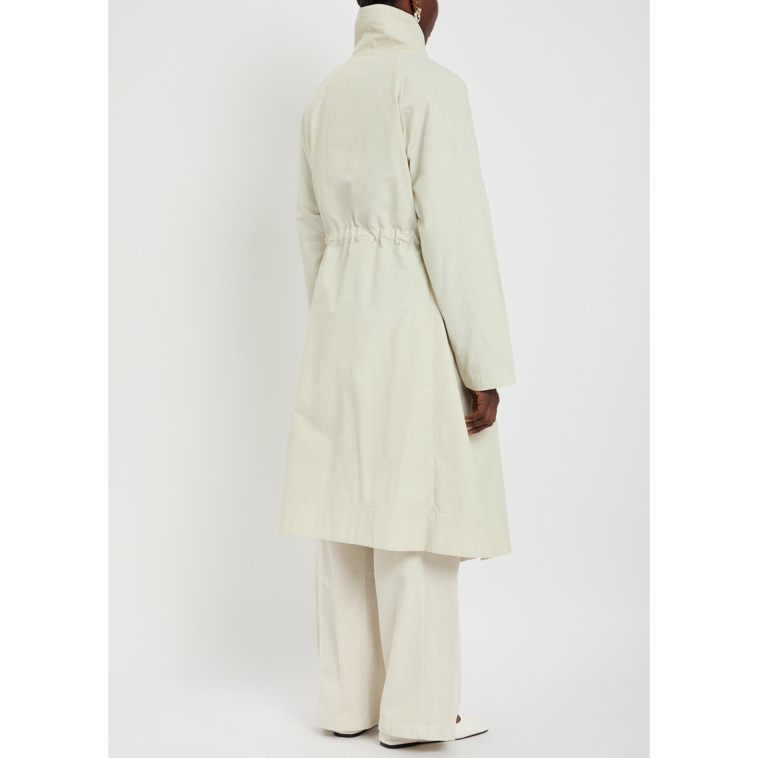 LIGHT GREY - Eileen Fisher - Women's Cotton Funnel-Neck Overcoat - 3