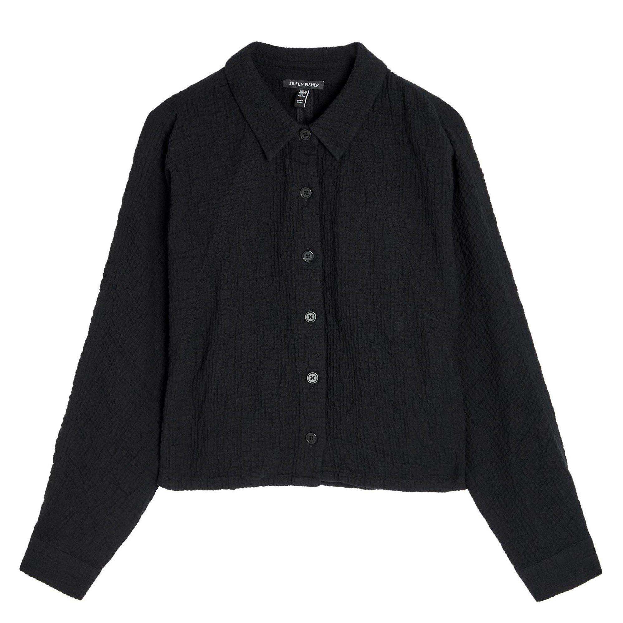 BLACK - Eileen Fisher - CLASSIC COLLAR CROPPED JA