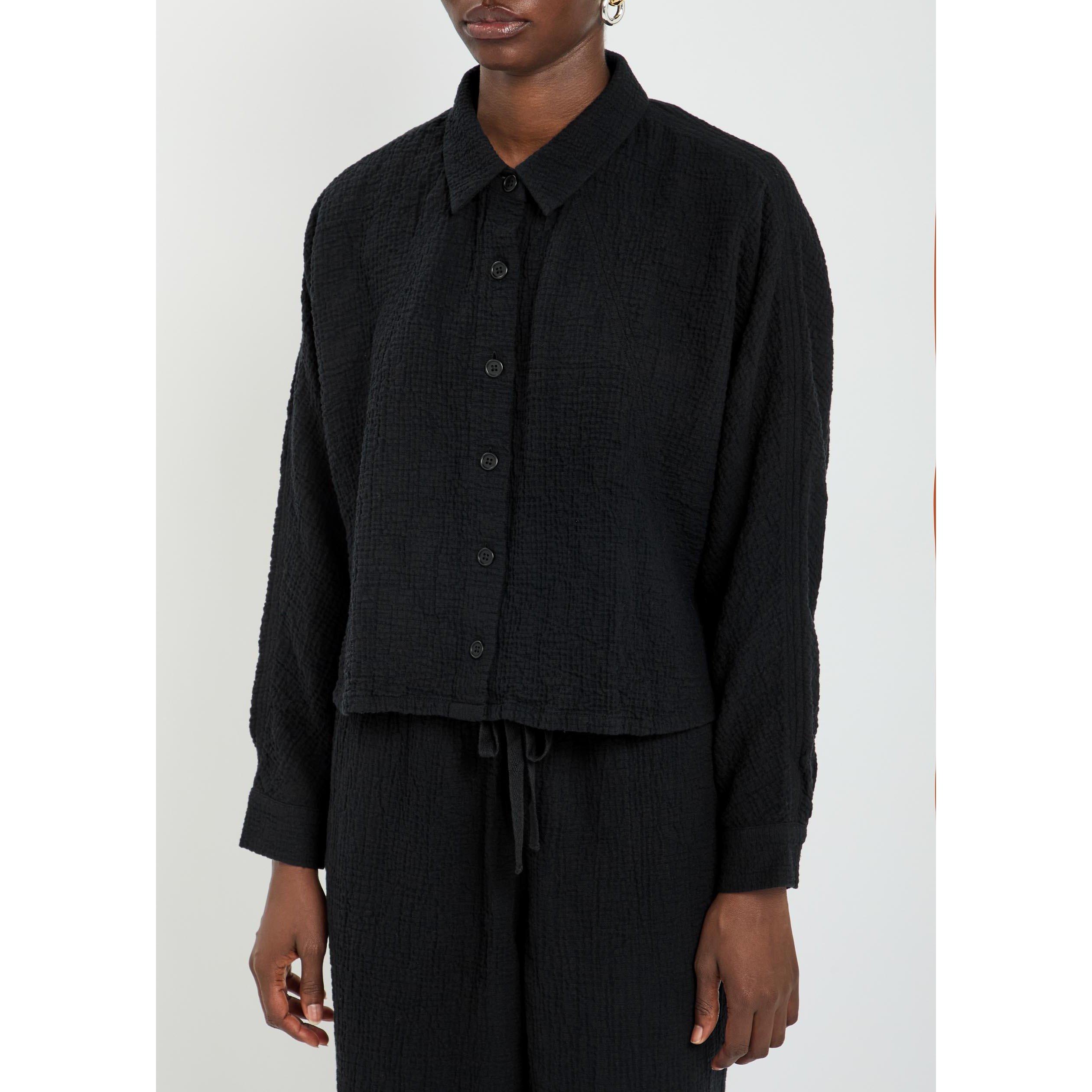 BLACK - Eileen Fisher - CLASSIC COLLAR CROPPED JACKET - 2