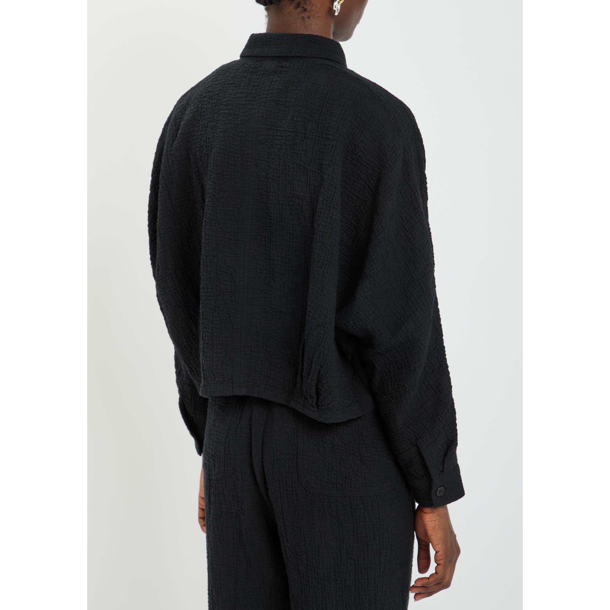 BLACK - Eileen Fisher - CLASSIC COLLAR CROPPED JACKET - 3