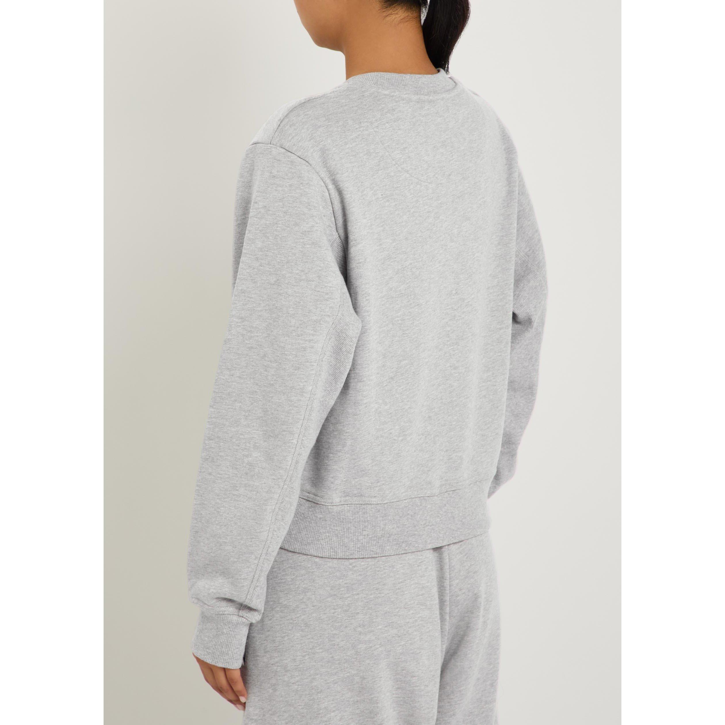 GREY - adidas by Stella McCartney - Women's Crew-Neck Short-Sleeve Cotton Cropped Sweatshirt - 3