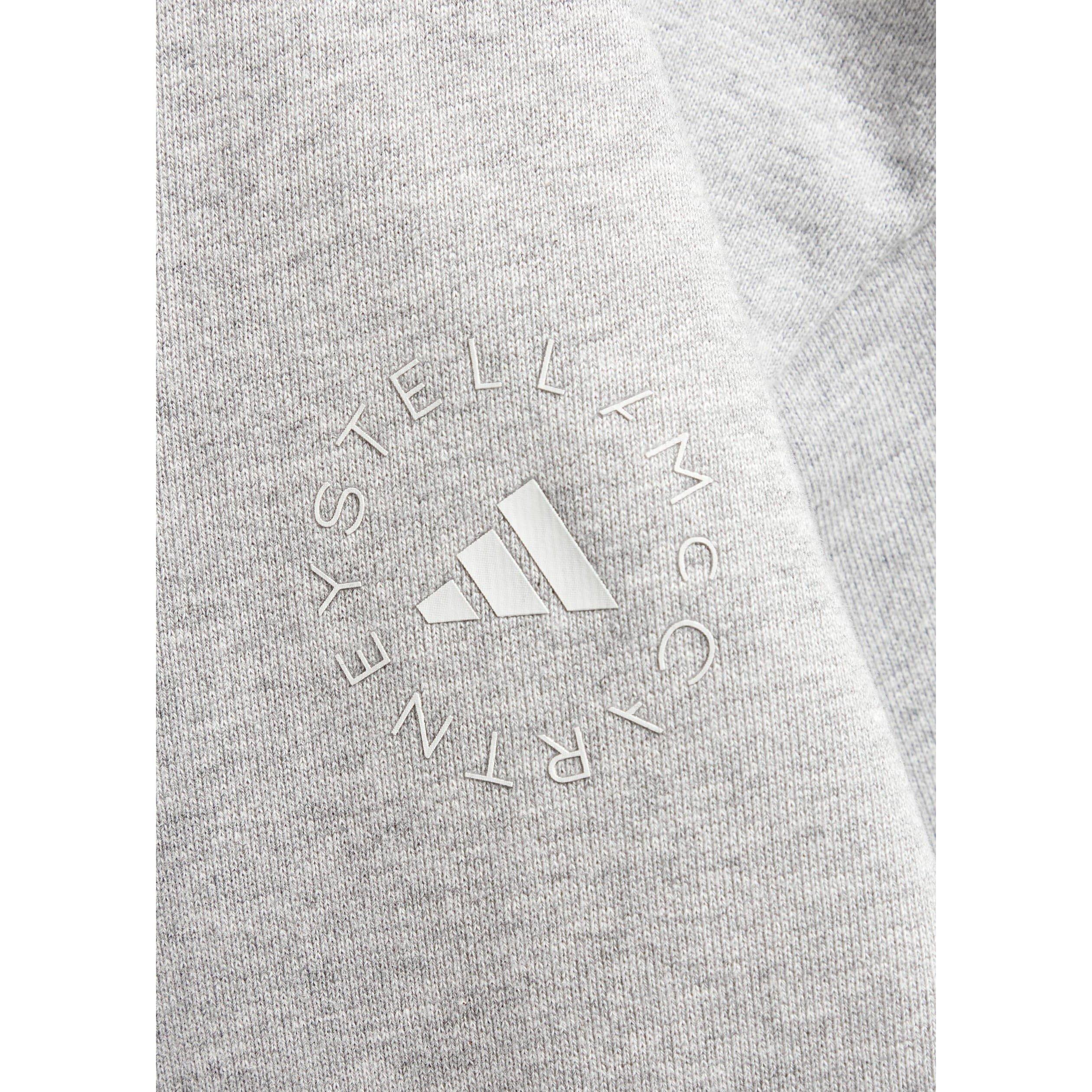 GREY - adidas by Stella McCartney - Women's Crew-Neck Short-Sleeve Cotton Cropped Sweatshirt - 4