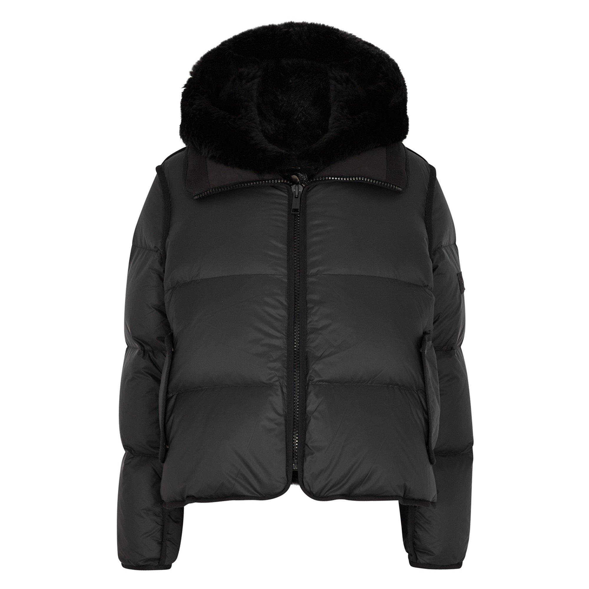 BLACK - Yves Salomon - J FUR COLLAR SHORT PUFFER JACK - 1