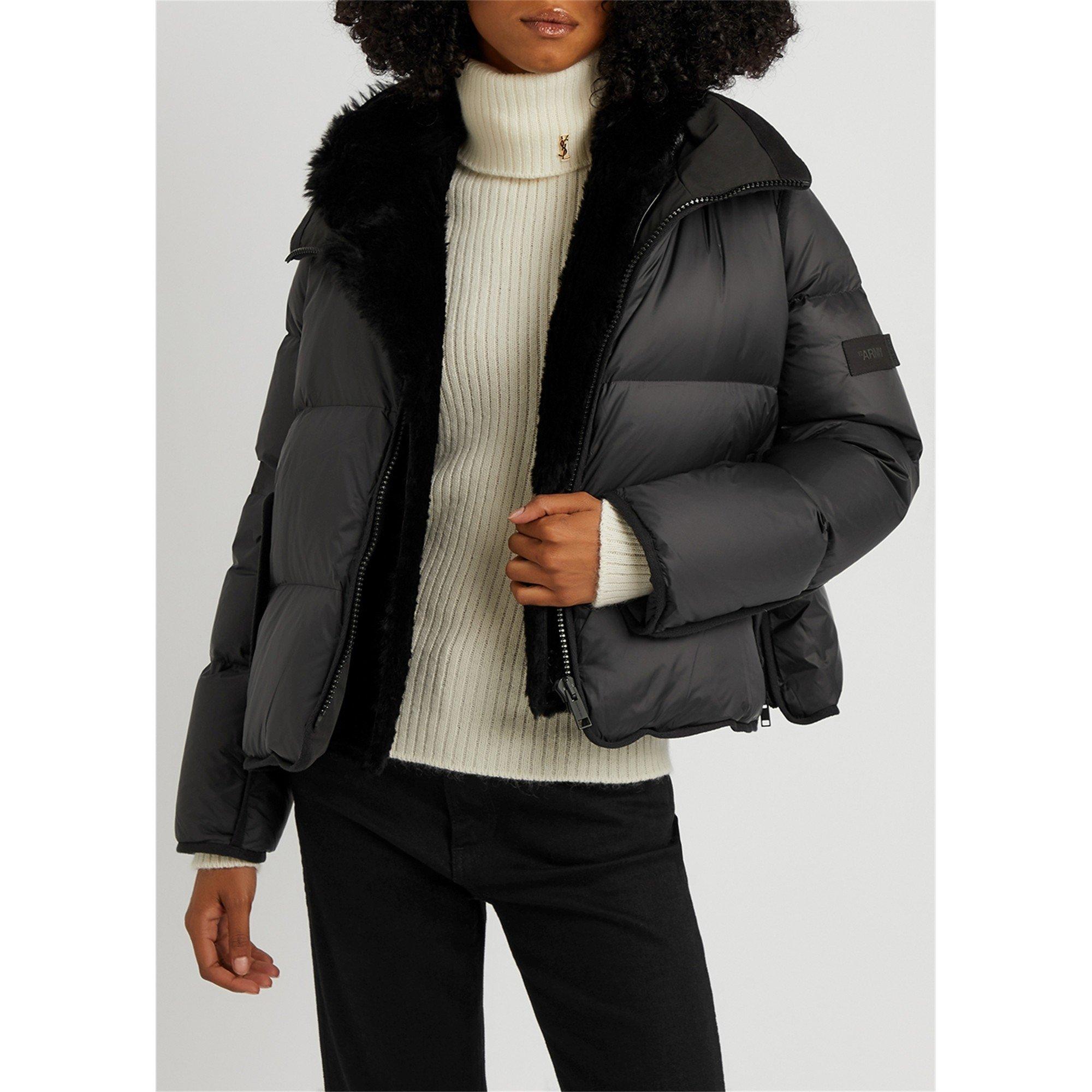 BLACK - Yves Salomon - J FUR COLLAR SHORT PUFFER JACK - 2
