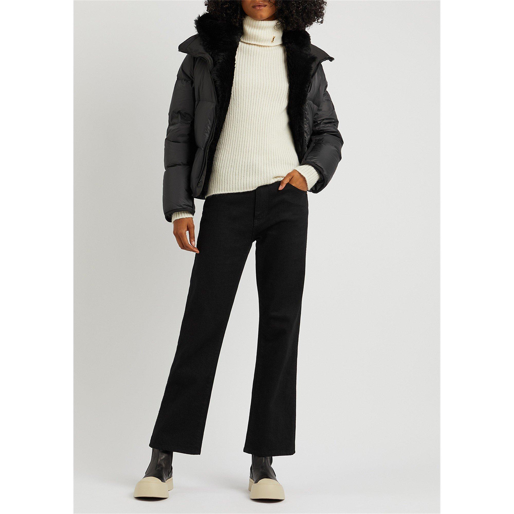 BLACK - Yves Salomon - J FUR COLLAR SHORT PUFFER JACK - 6