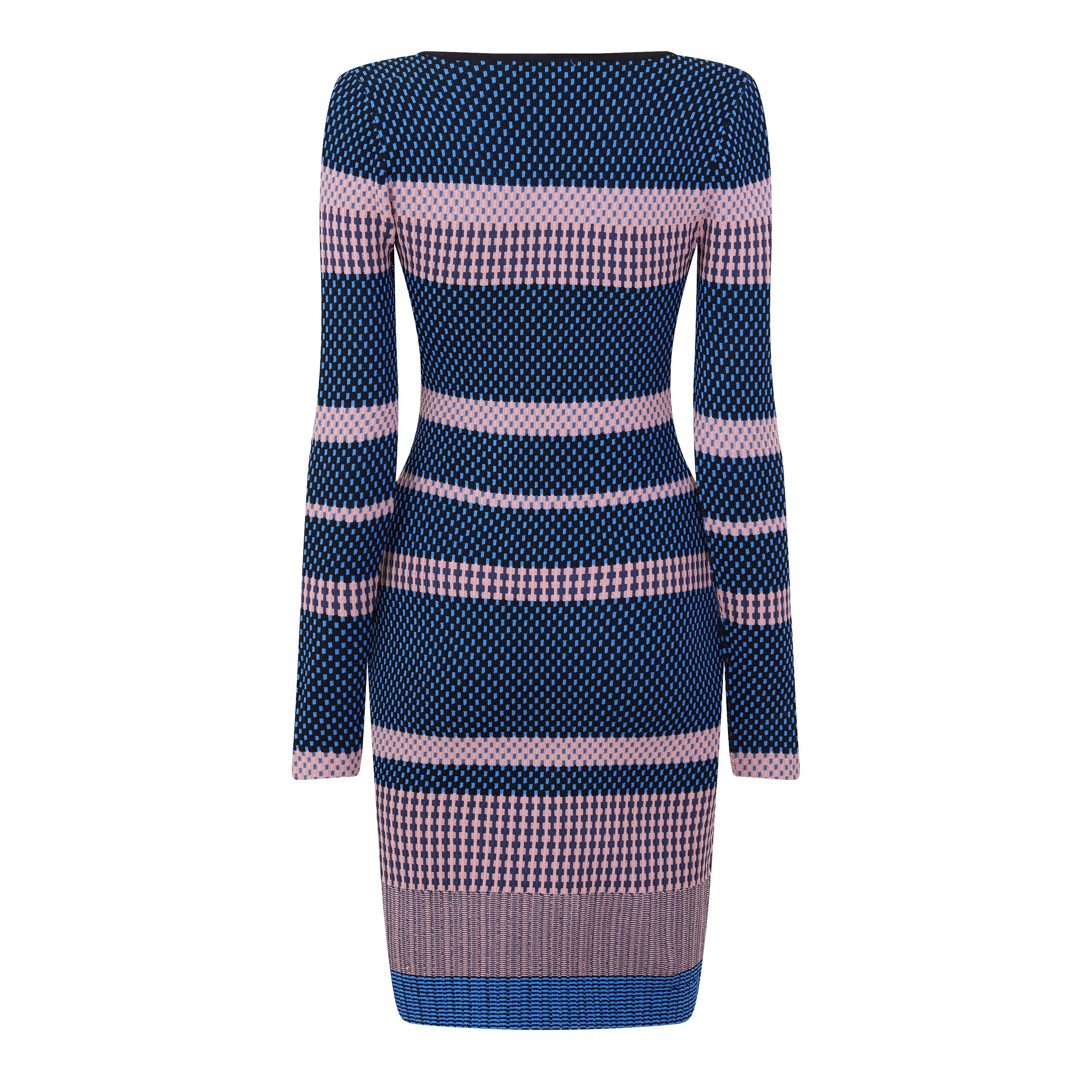 BLUE AND OTHER - Diane Von Furstenberg - LD LS KLAUS STRIPE DRESS - 2