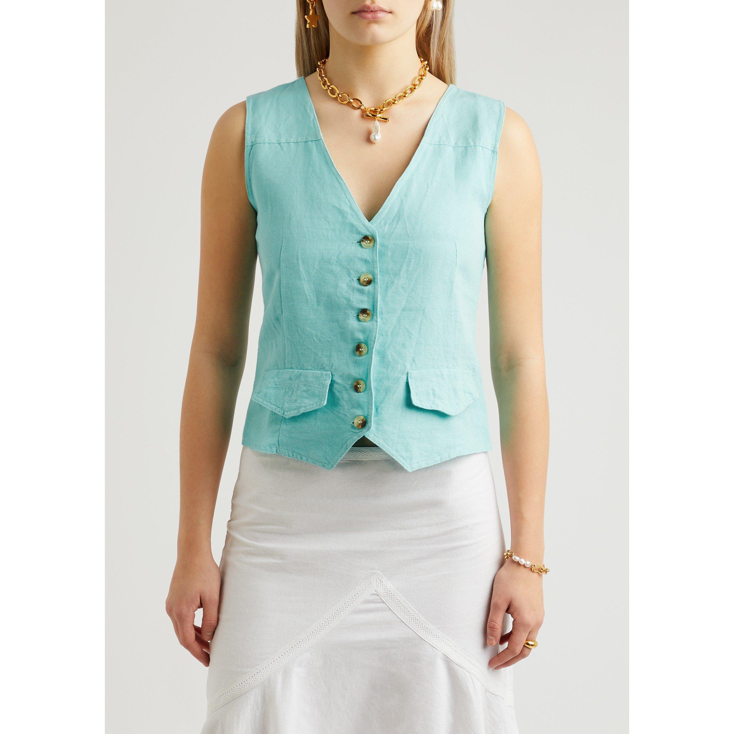 BLUE - Gimaguas - Women's Sole Linen Waistcoat - 2