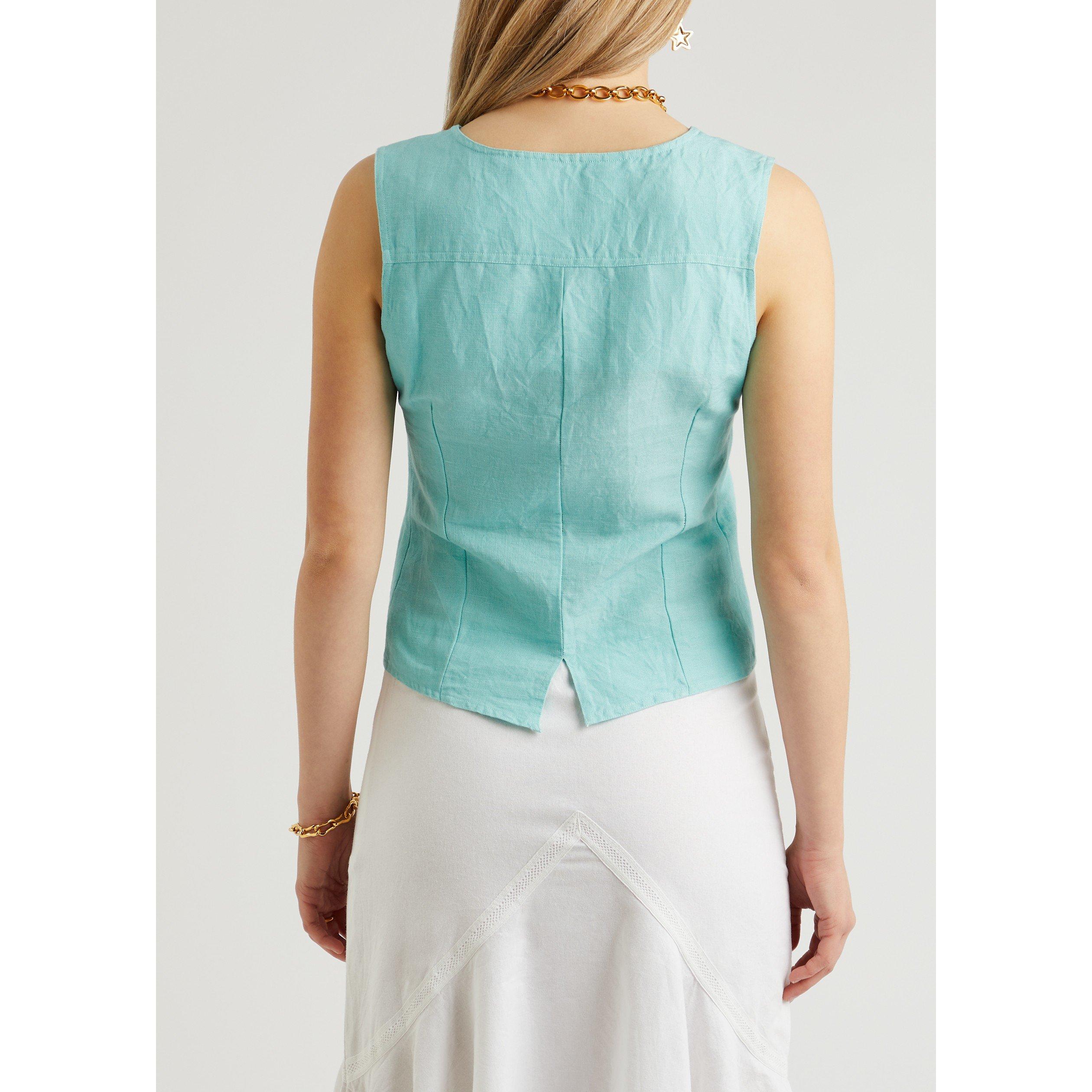 BLUE - Gimaguas - Women's Sole Linen Waistcoat - 3