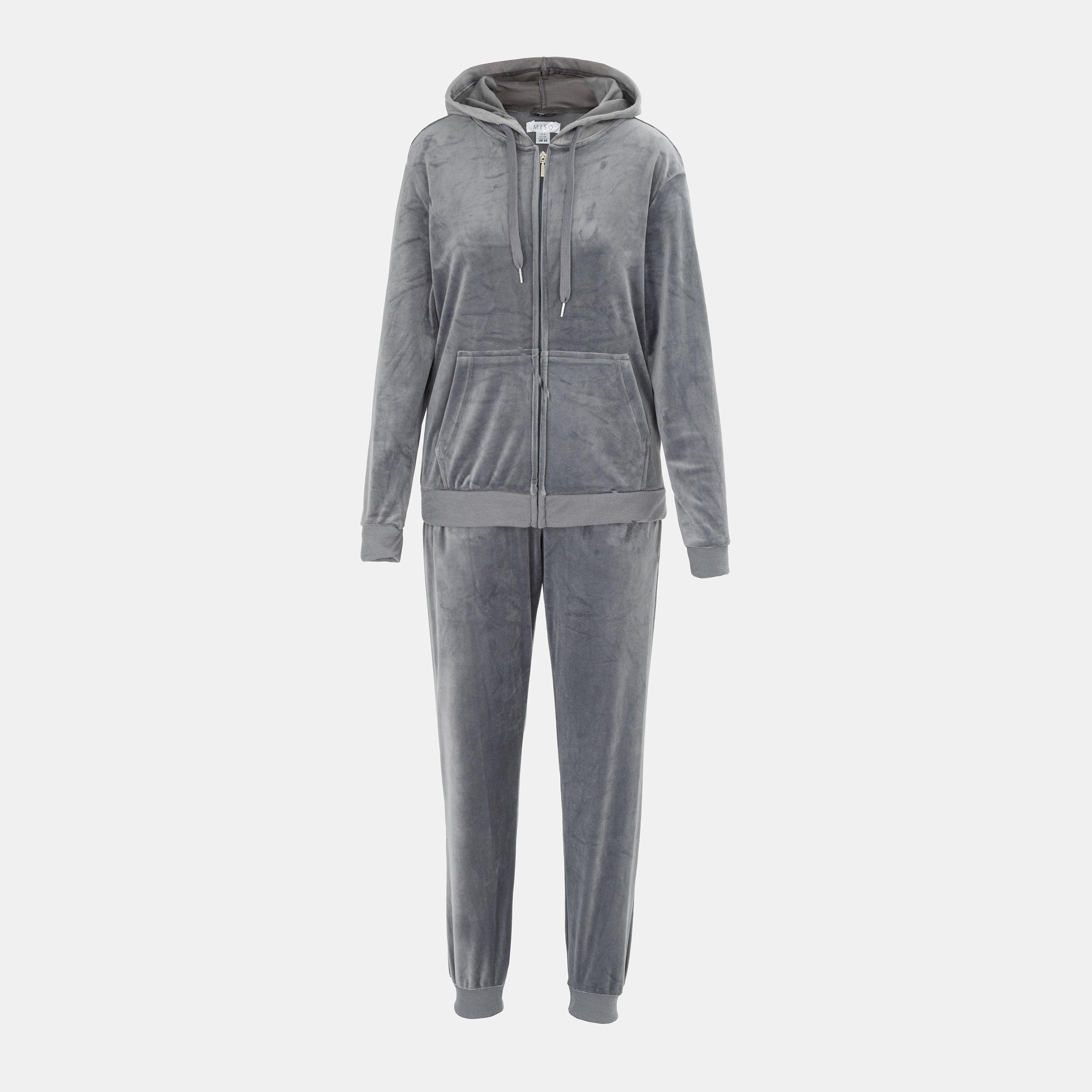 Grey - Miso - Women Velour Tracksuit - 1
