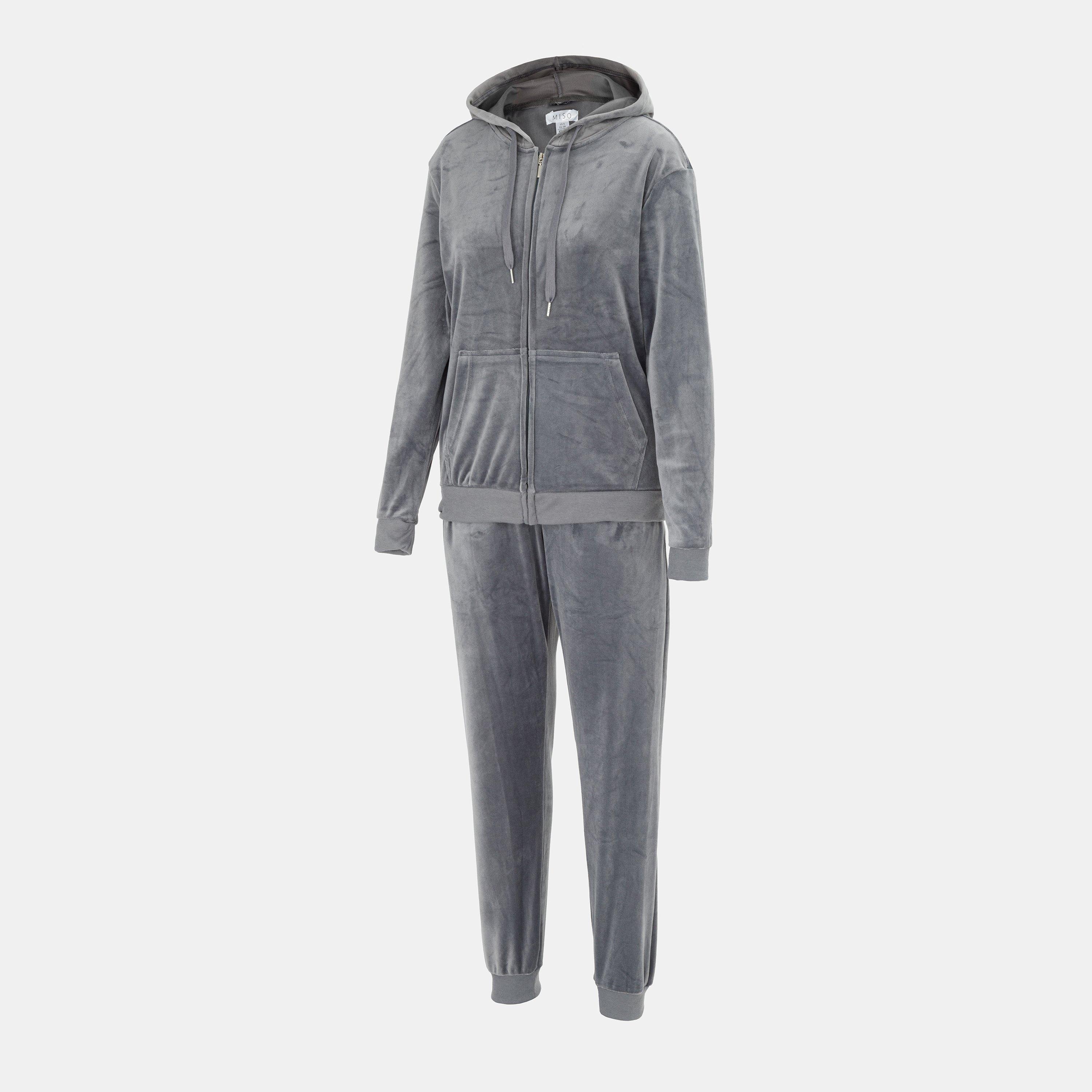 Grey - Miso - Women Velour Tracksuit - 3