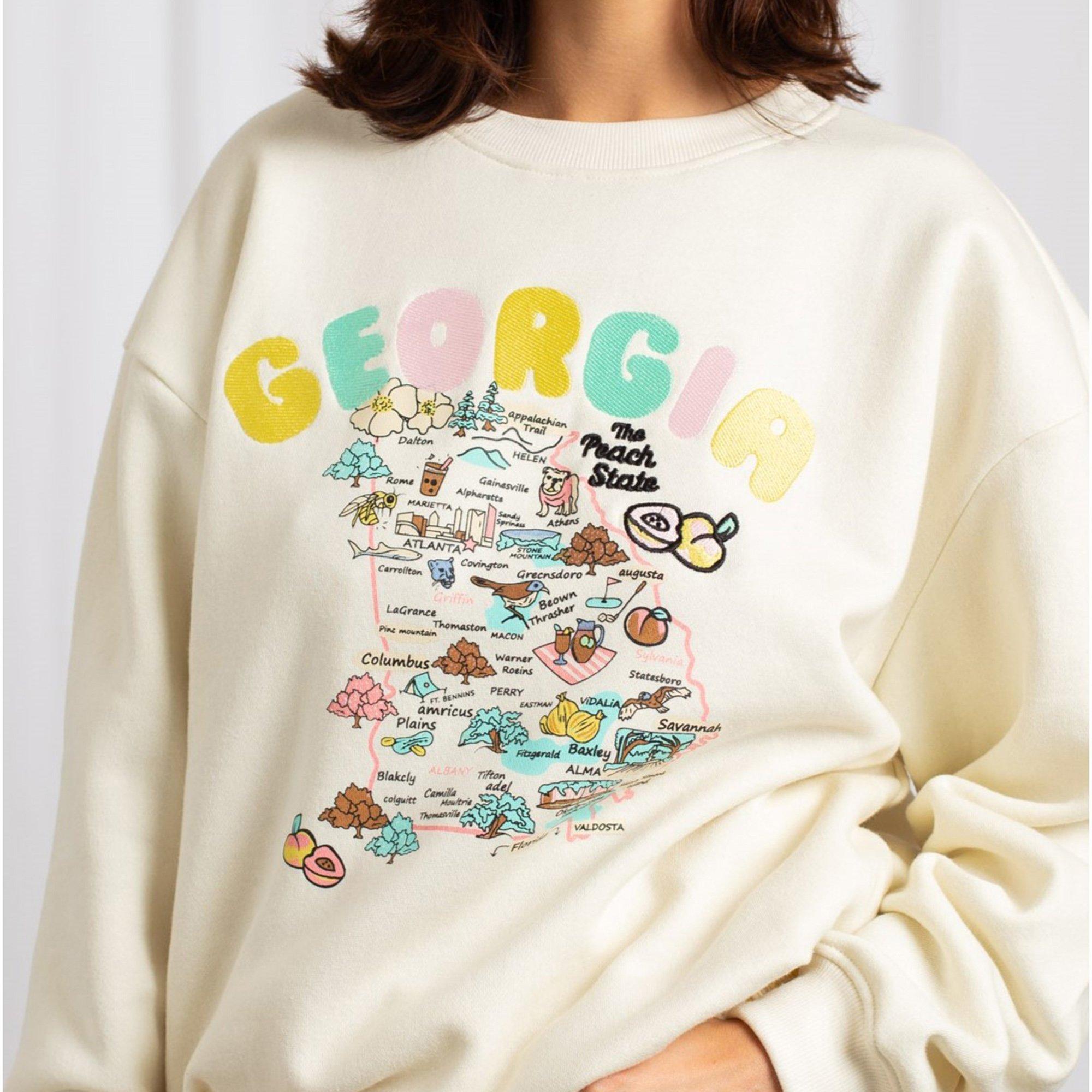 WHITE - Daisy Street - Street Georgia Map Graphic Pullover Sweatshirt - 3