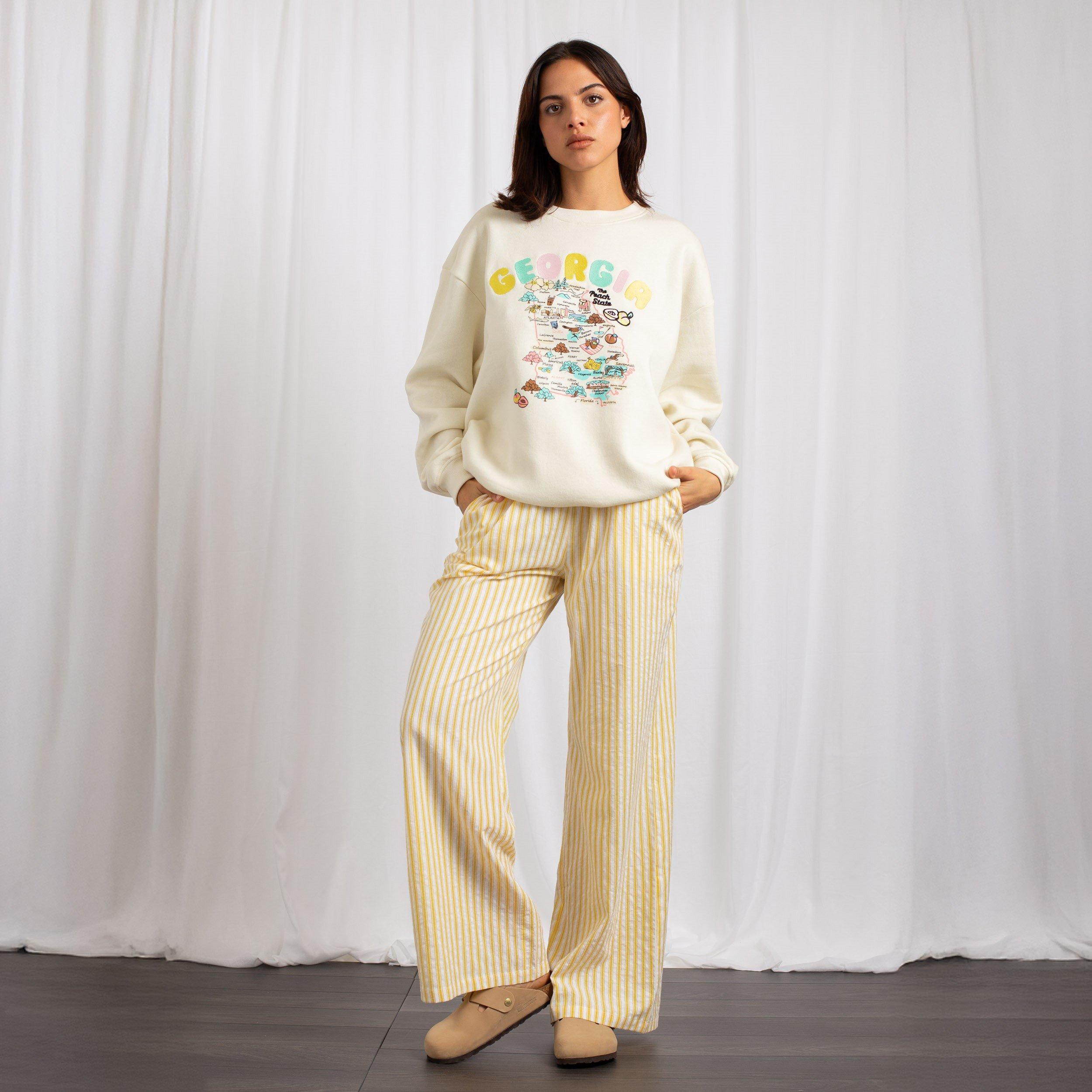 WHITE - Daisy Street - Street Georgia Map Graphic Pullover Sweatshirt - 5