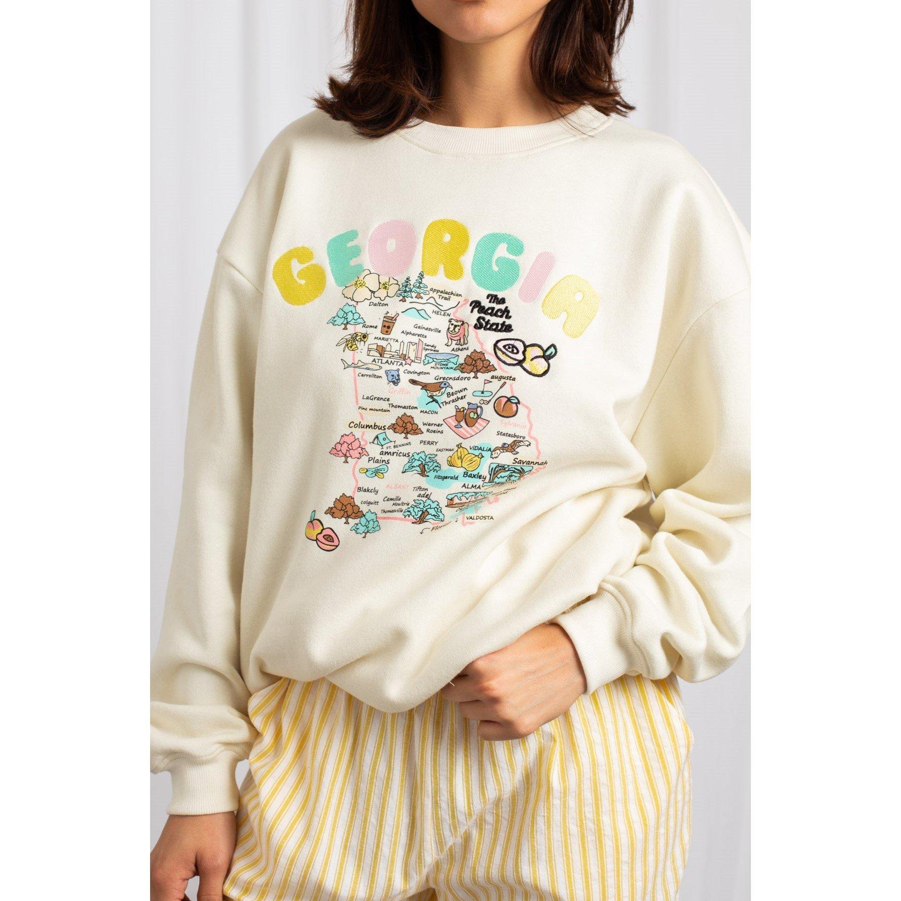 WHITE - Daisy Street - Street Georgia Map Graphic Pullover Sweatshirt - 6
