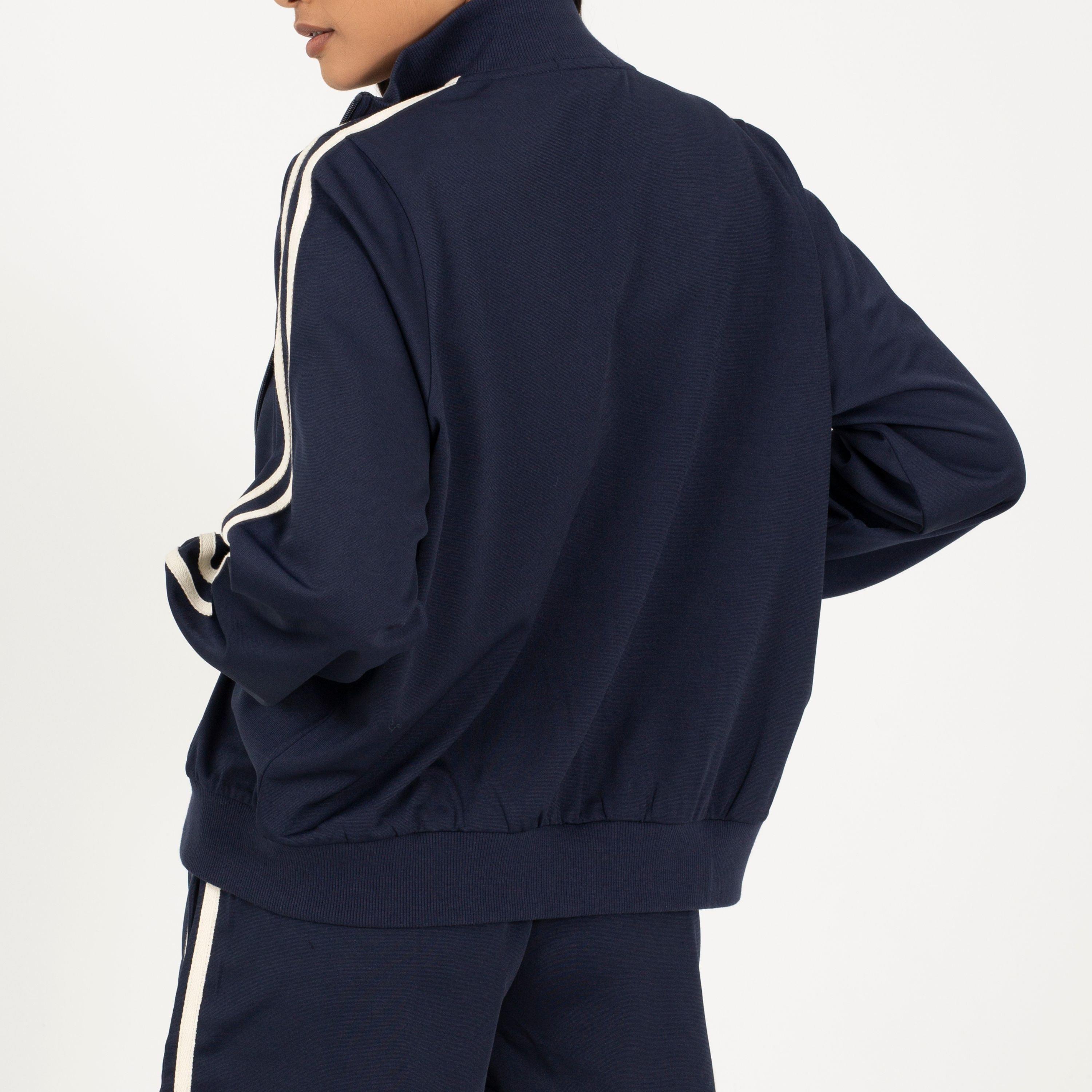 Navy/Cream - Brave Soul - BS Womens Track Jacket with Side Stripe Detail - 2