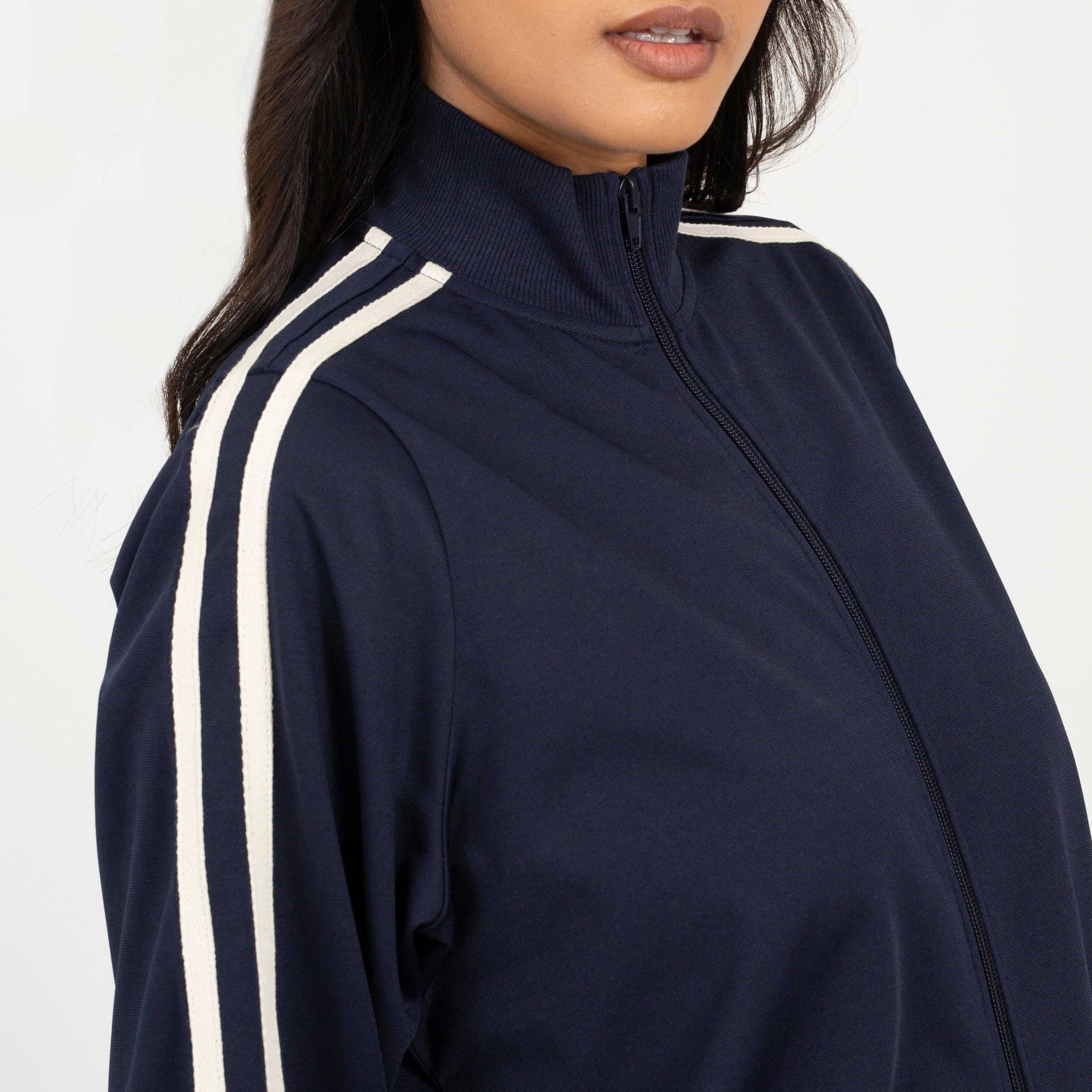 Navy/Cream - Brave Soul - BS Womens Track Jacket with Side Stripe Detail - 3