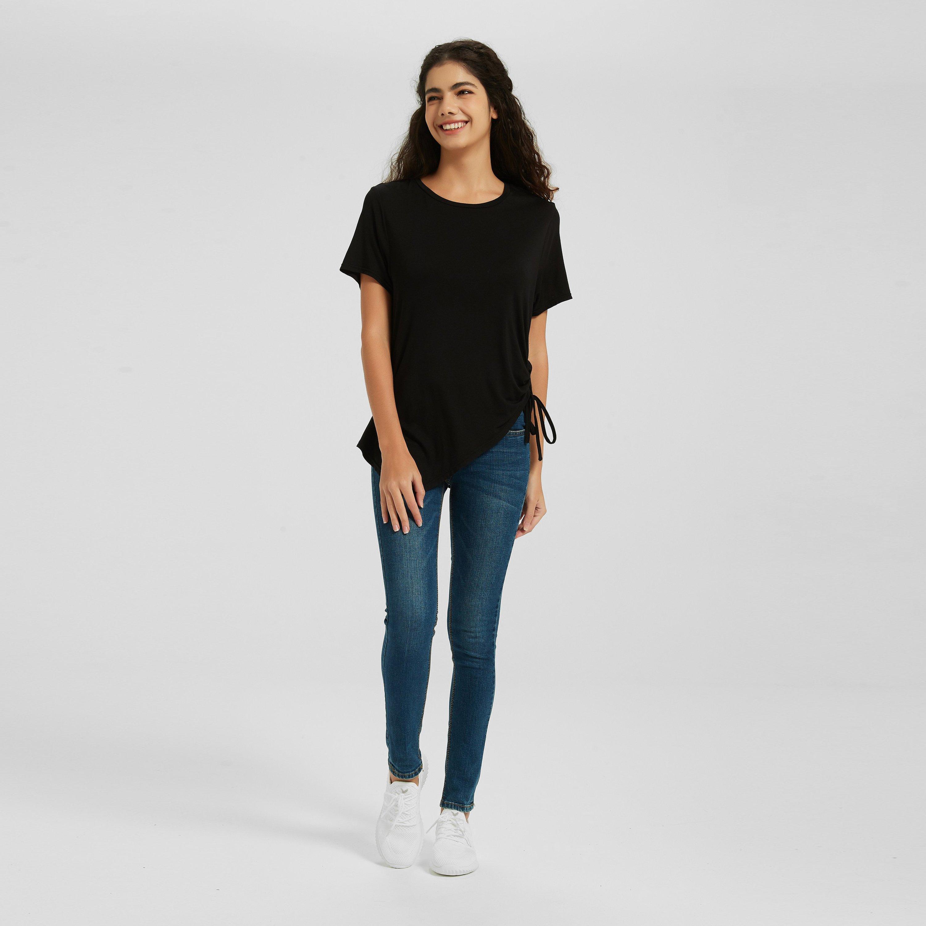 Black - Be You - Ruched Side Regular Fit T-Shirt - 3