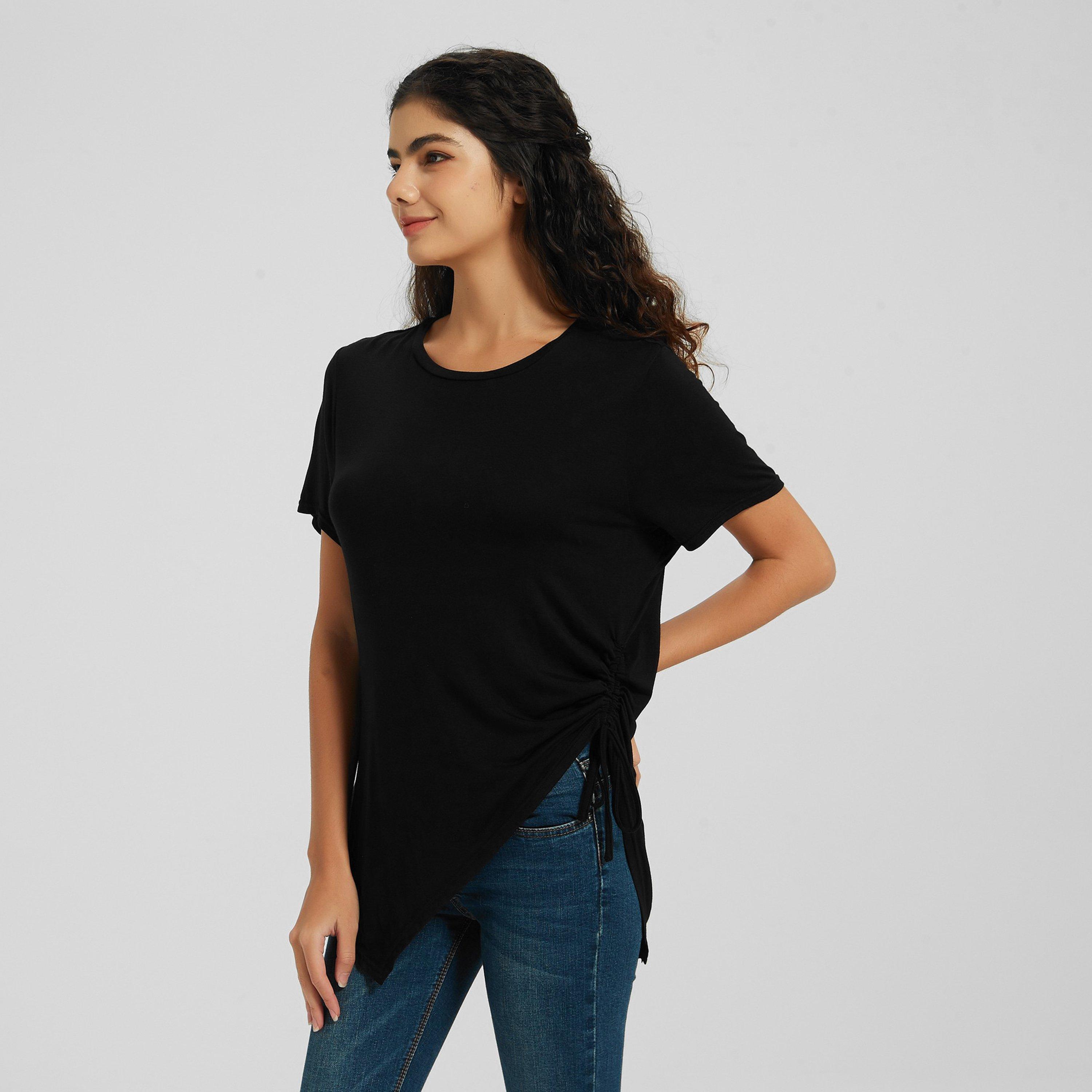 Black - Be You - Ruched Side Regular Fit T-Shirt - 4
