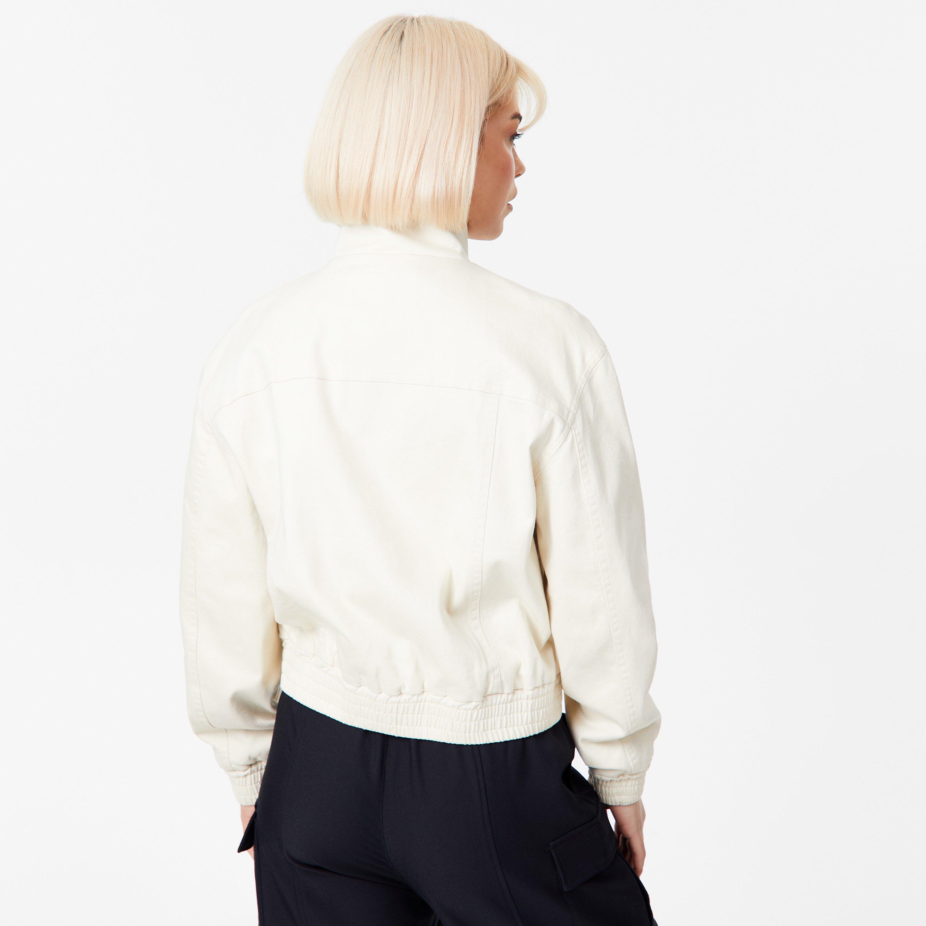 Stone - Jack Wills - Twill Cotton Mix Cropped Bomber Jacket - 2