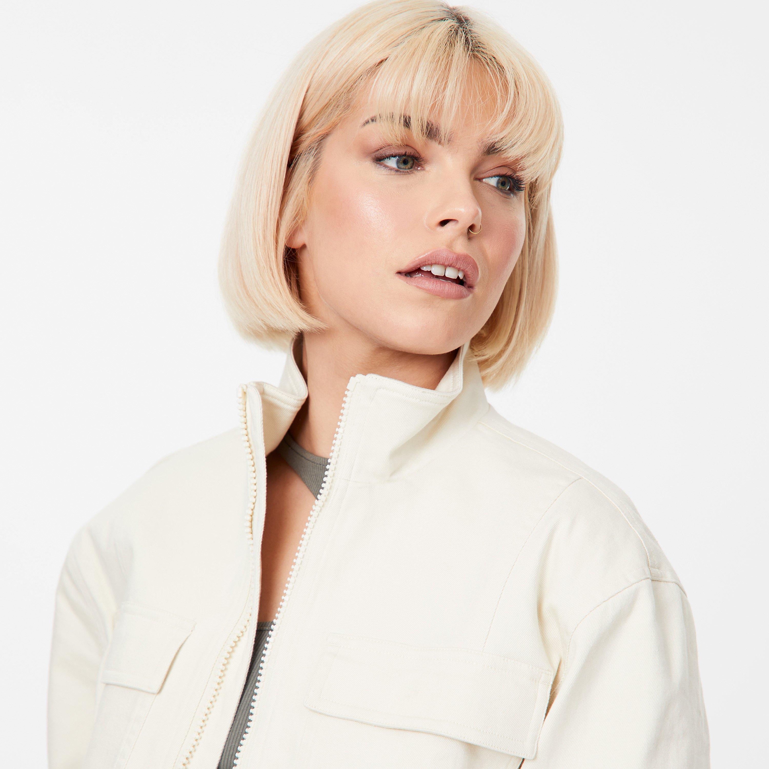 Stone - Jack Wills - Twill Cotton Mix Cropped Bomber Jacket - 3