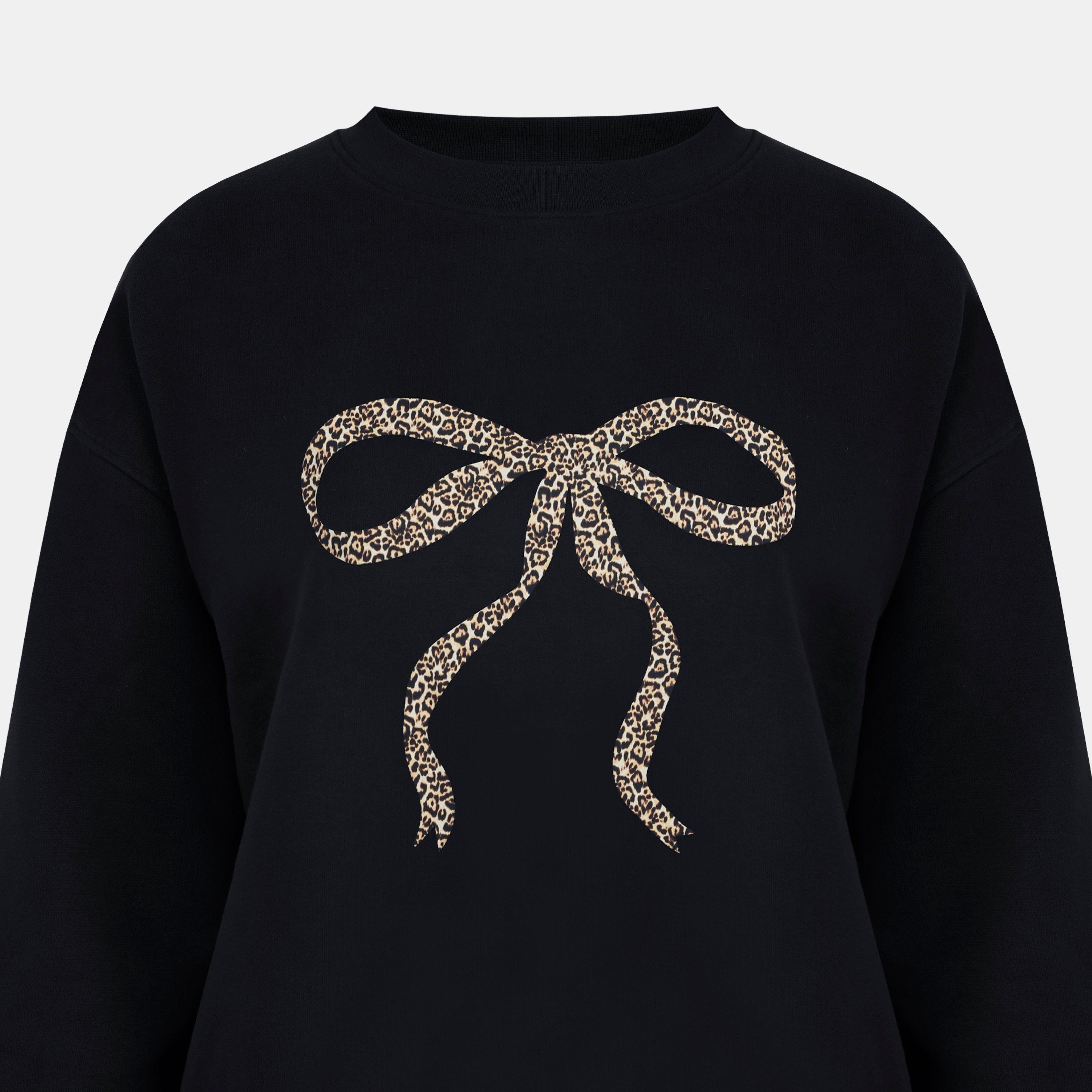 Leopardo negro - Miso - Graphic Cotton Long Sleeve Crew Sweatshirt - 3