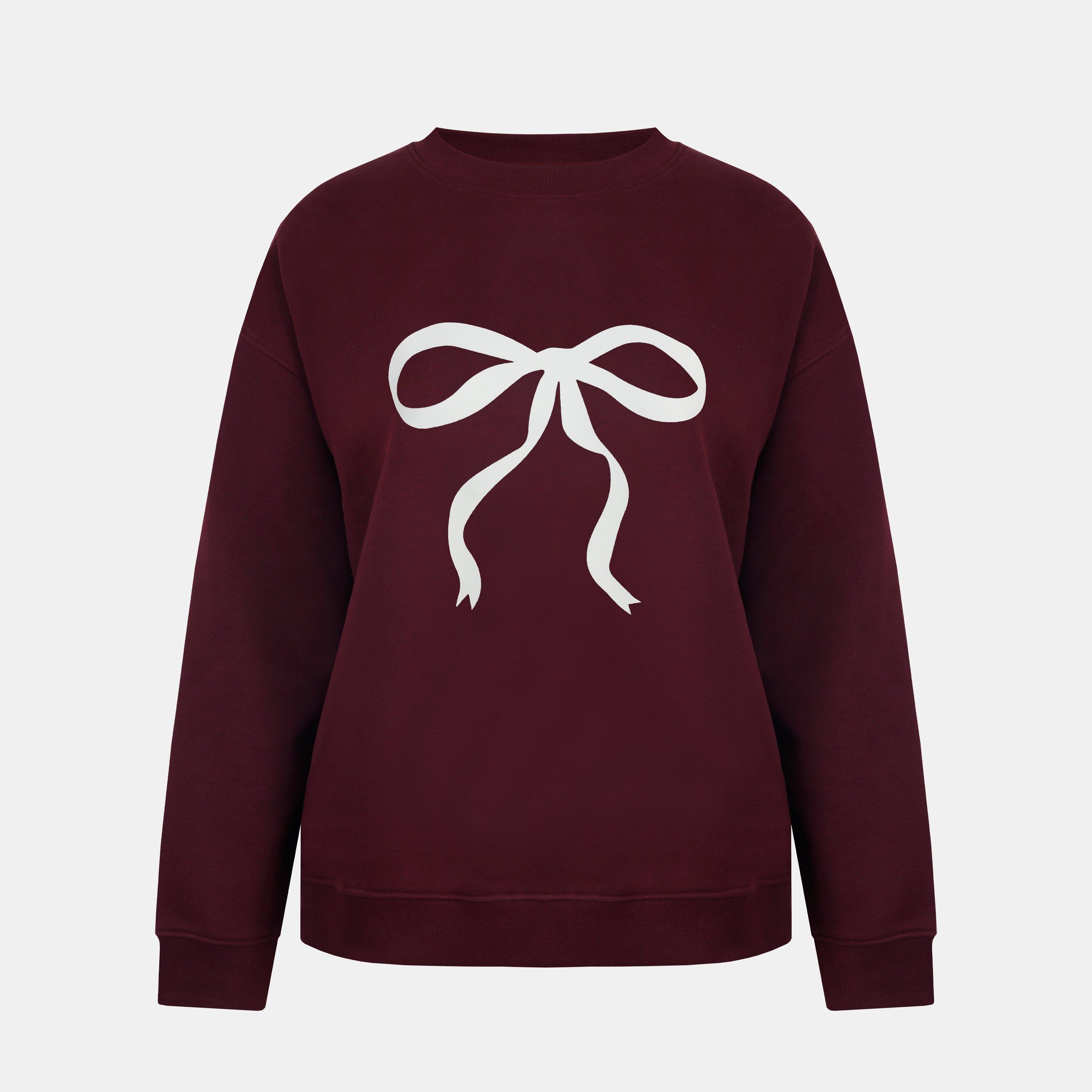 Miso Women's Graphic Crew Sweatshirt - Burgundy Bow - 8 (XS)