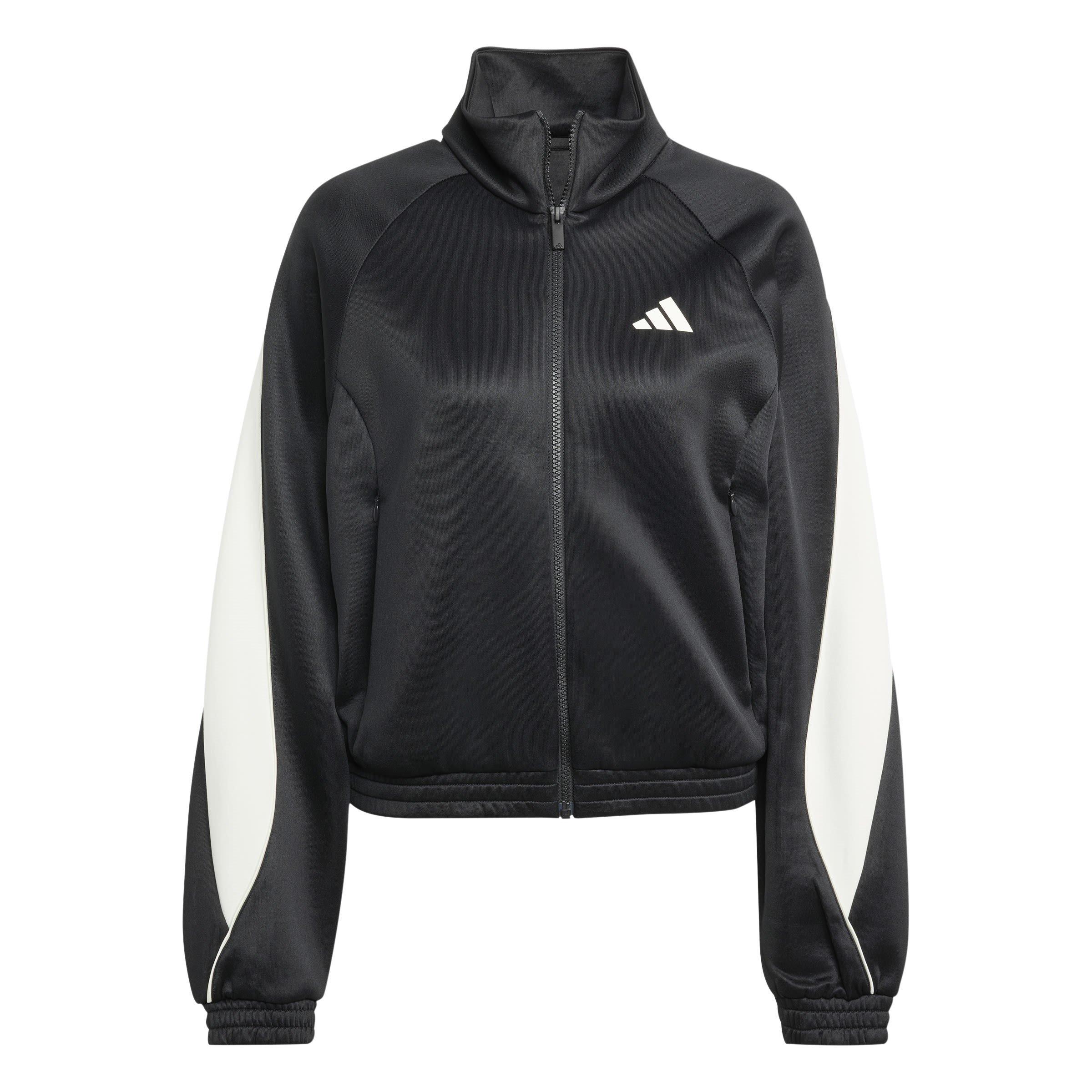 Adidas Women's Tracksuit Top - Black/White - L (16-18)