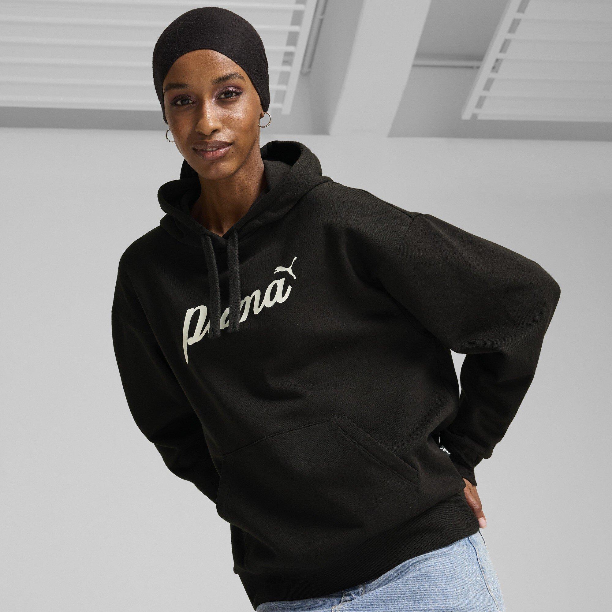 Pwht/Black - Puma - Ess+ Script Hoodie Fl Hoody Womens - 3