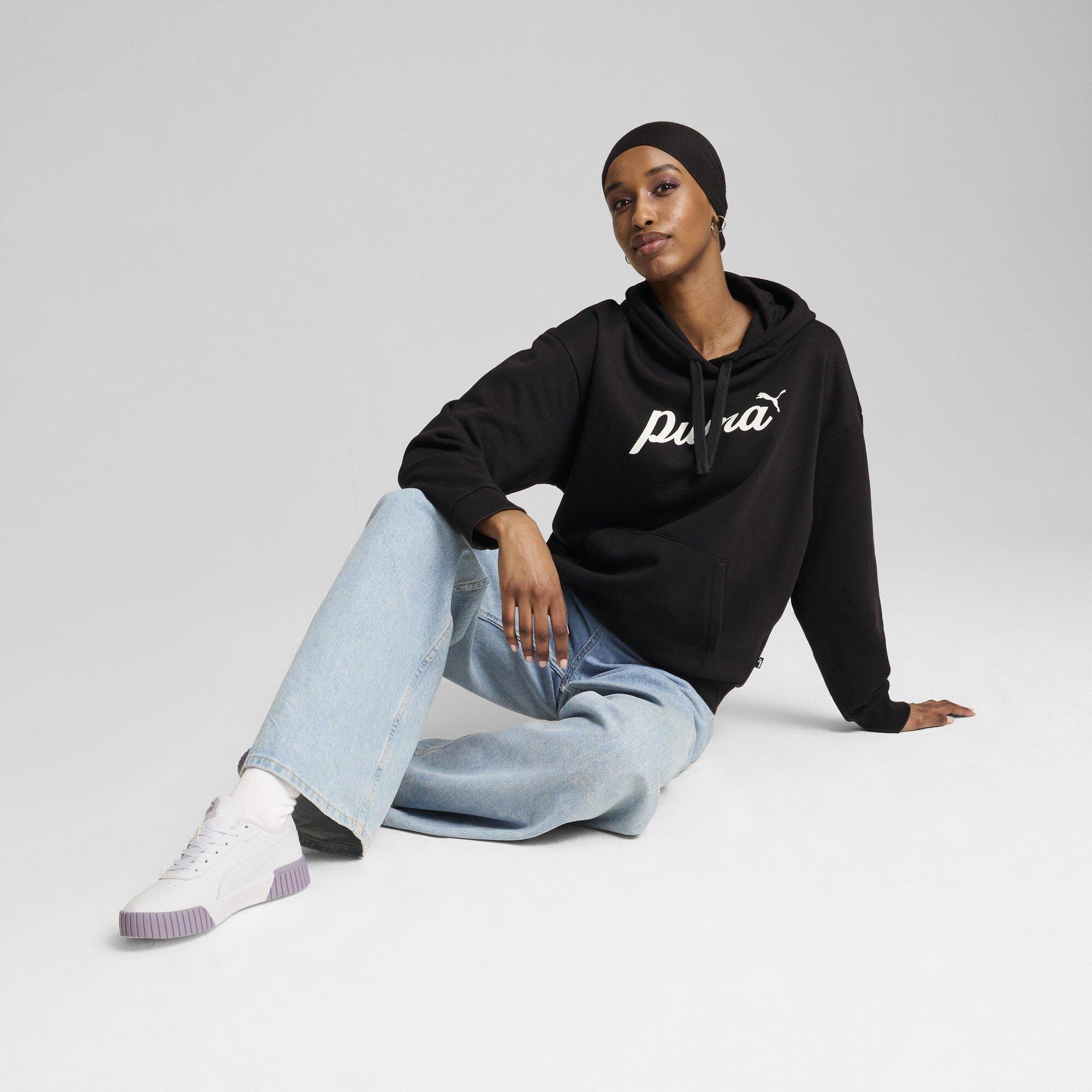 Pwht/Black - Puma - Ess+ Script Hoodie Fl Hoody Womens - 7