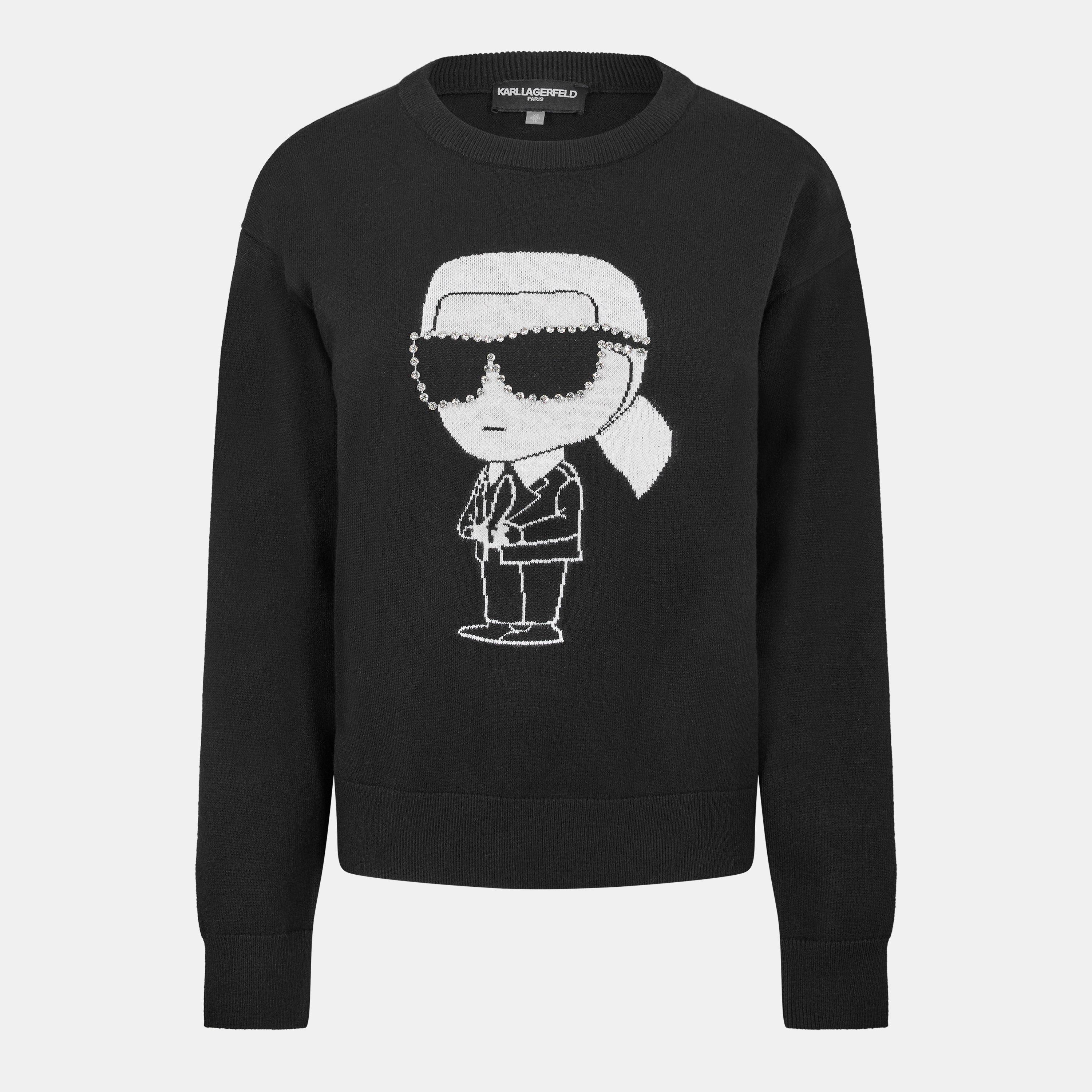 Karl Lagerfeld Women's Sportswear Cotton Crew Sweatshirt - Black - 8 (XS)