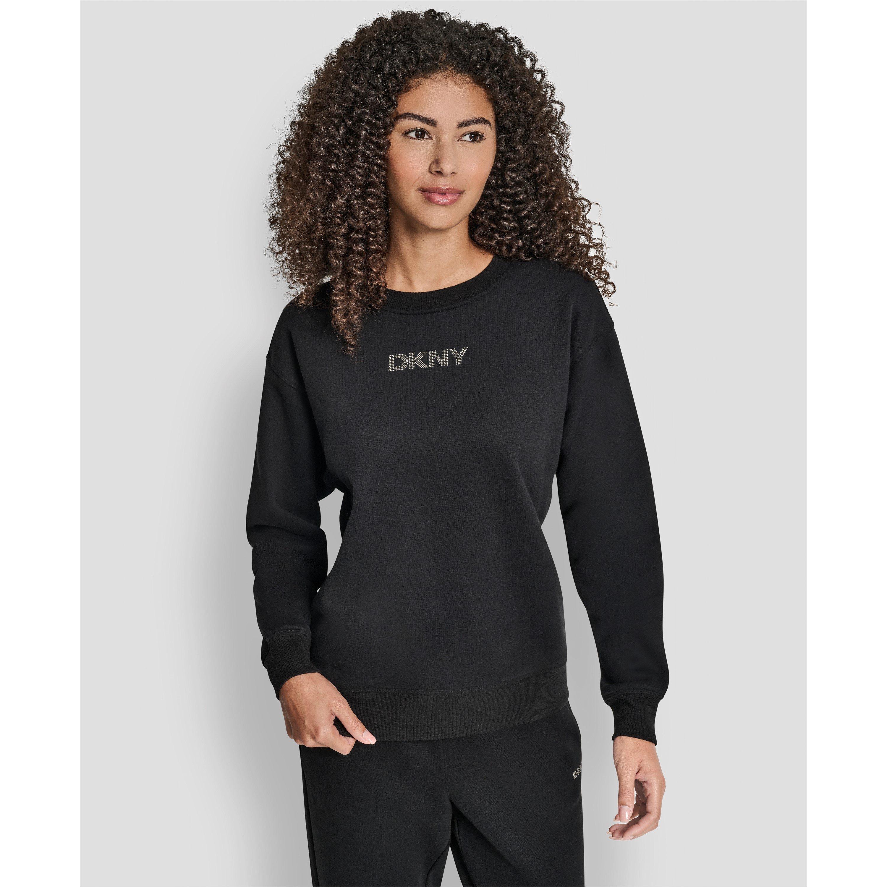 Dkny Women's Cotton Logo Crew Sweatshirt - Black - 14 (L)