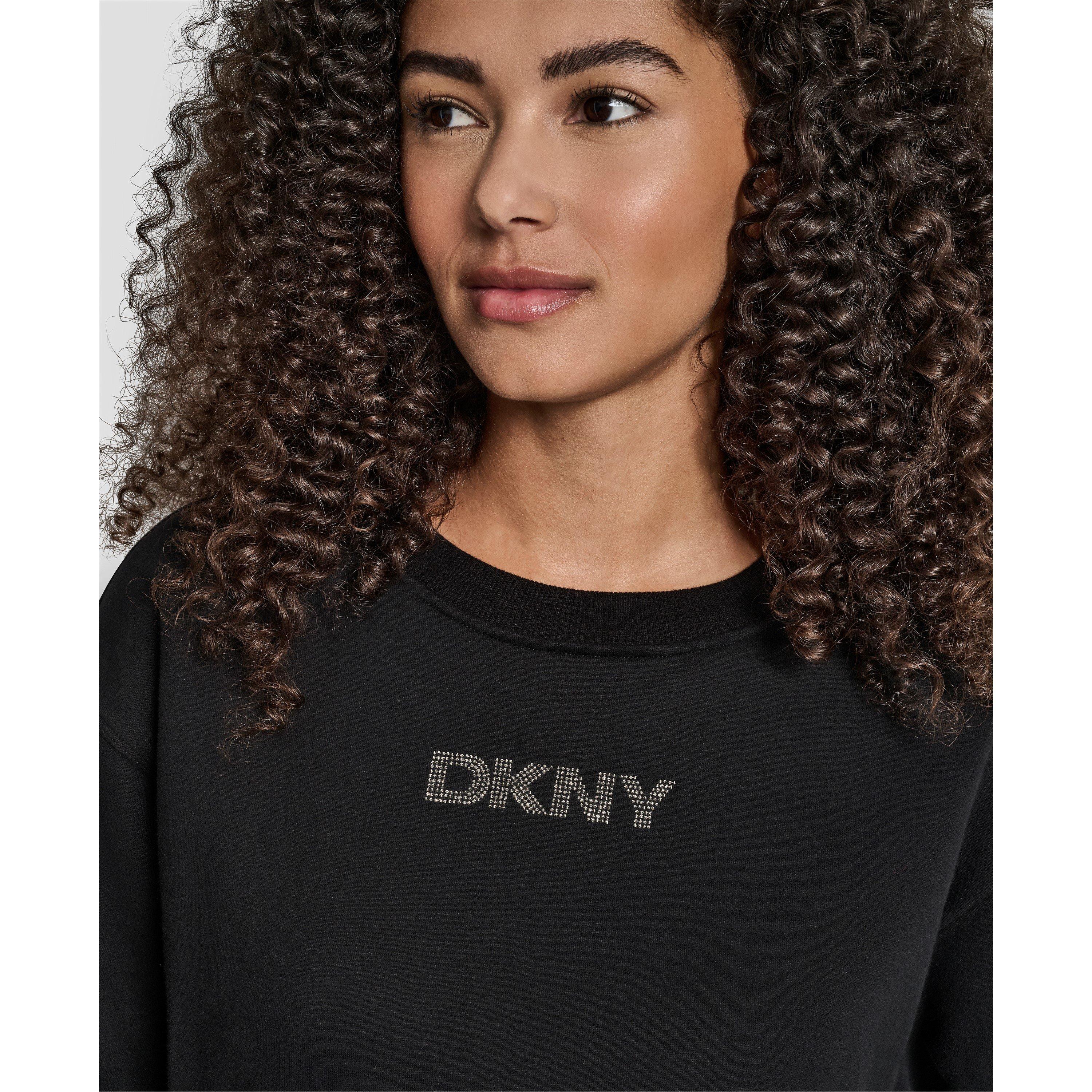 Black - DKNY - Women's Cotton Logo Crew Sweatshirt - 5