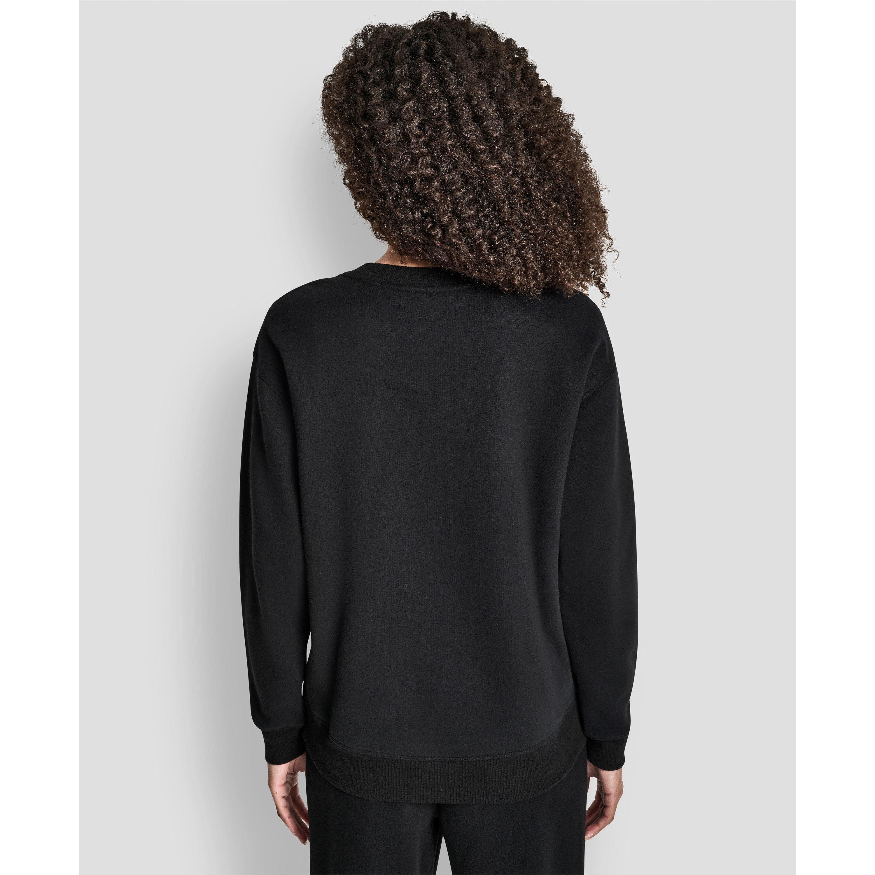 Black - DKNY - Women's Cotton Logo Crew Sweatshirt - 3