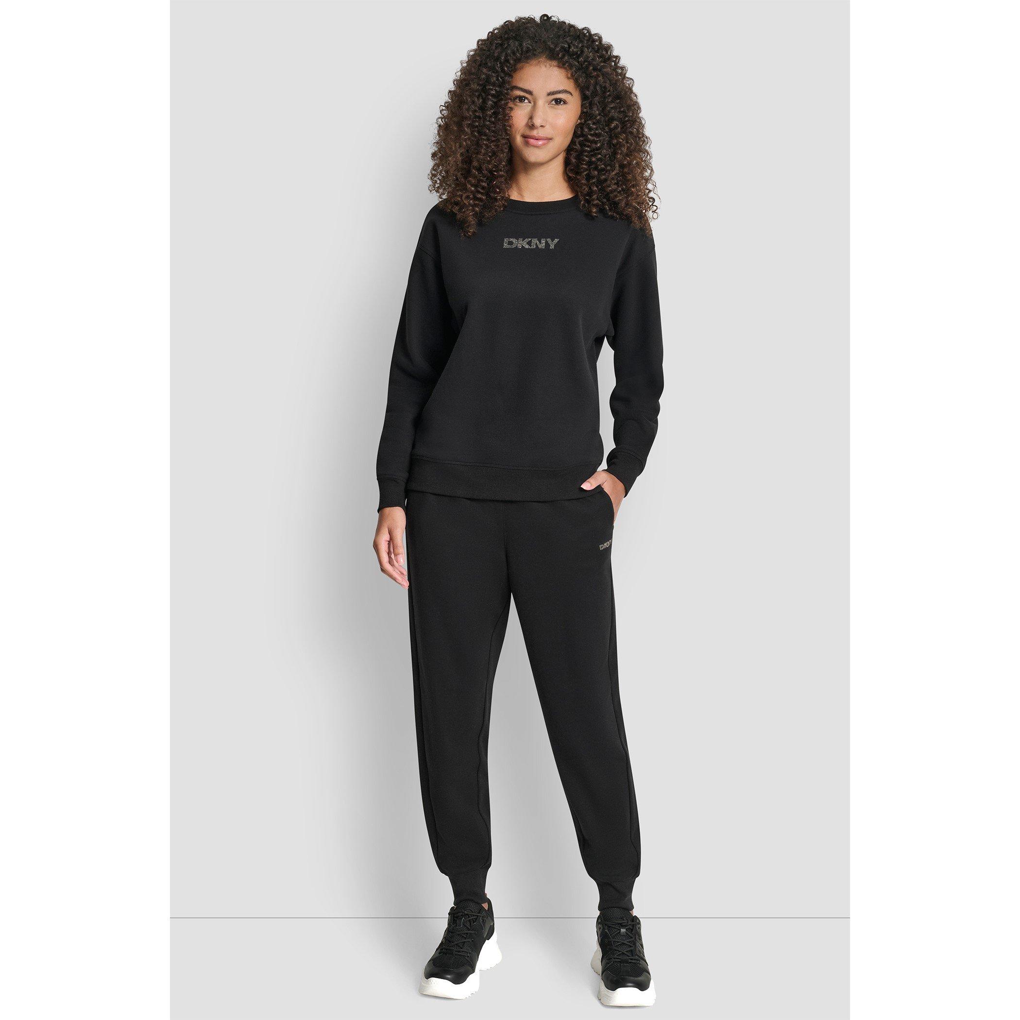 Black - DKNY - Women's Cotton Logo Crew Sweatshirt - 4