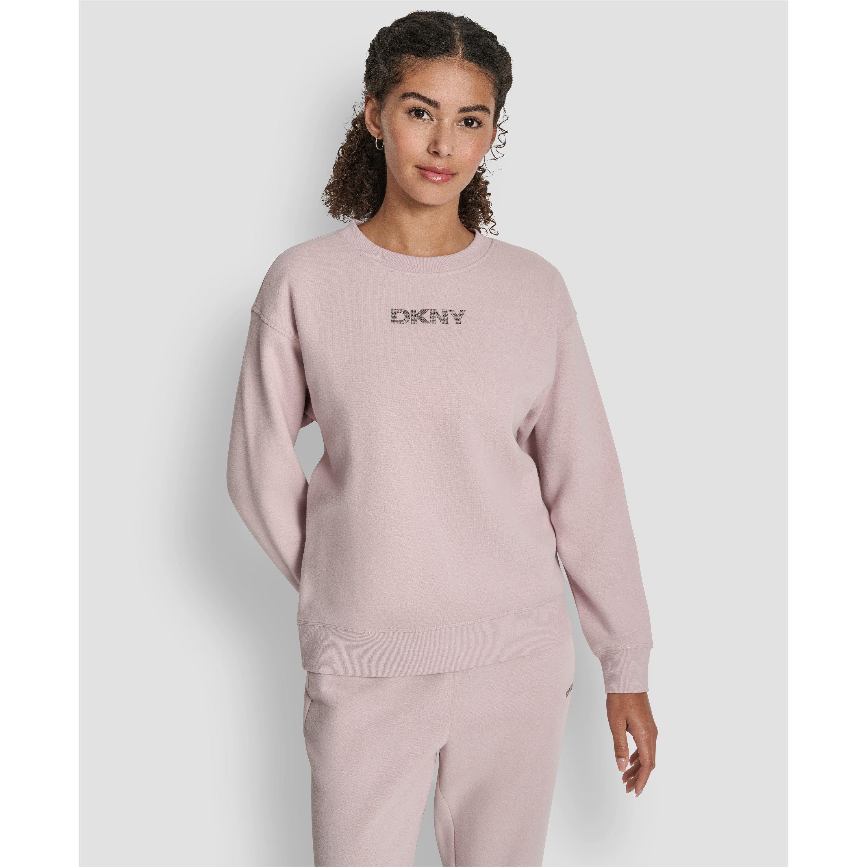 Dkny Women's Cotton Logo Crew Sweatshirt - Allure - 8 (XS)
