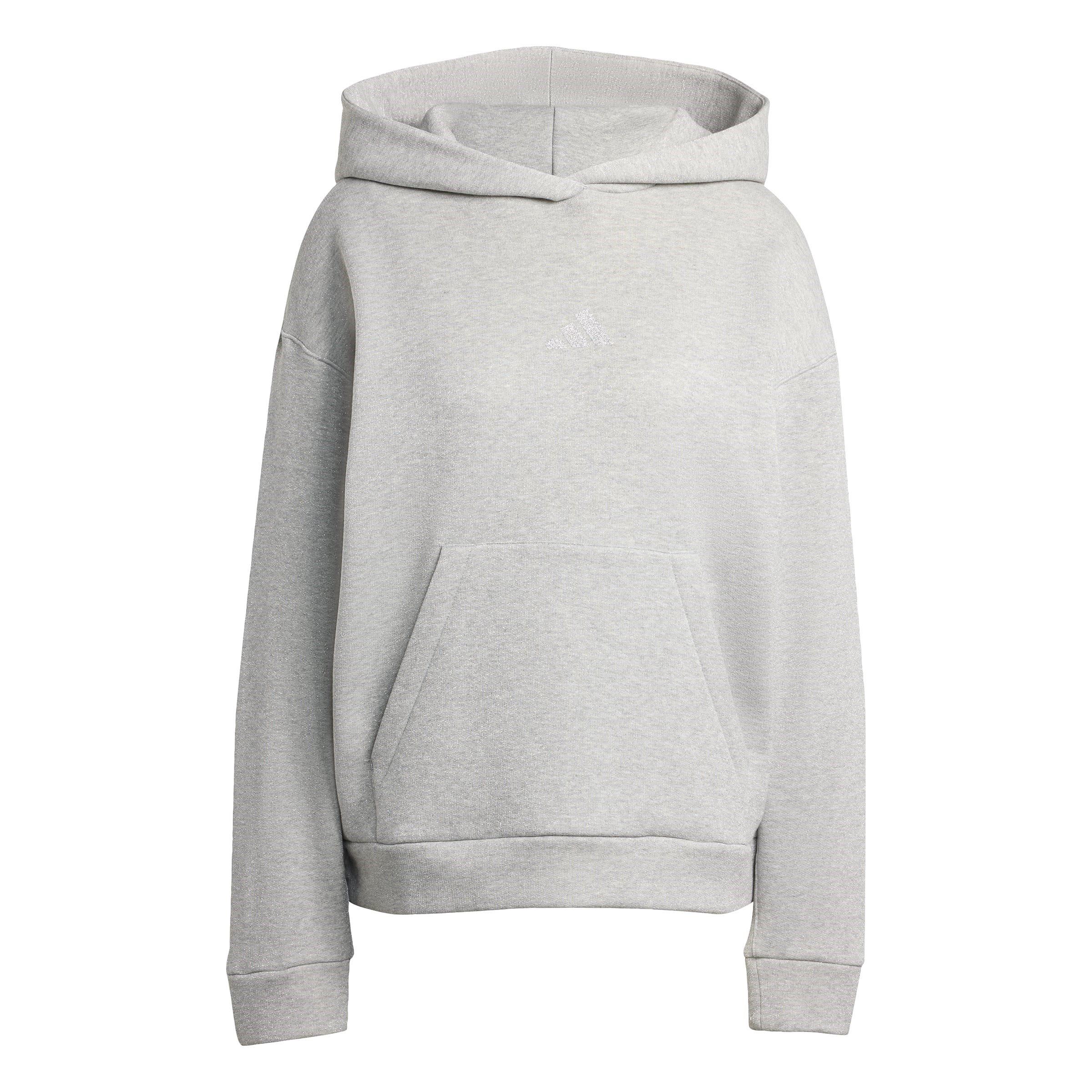 Adidas Women's Glitter Over-The-Head Hoodie - Silver - M (12-14)