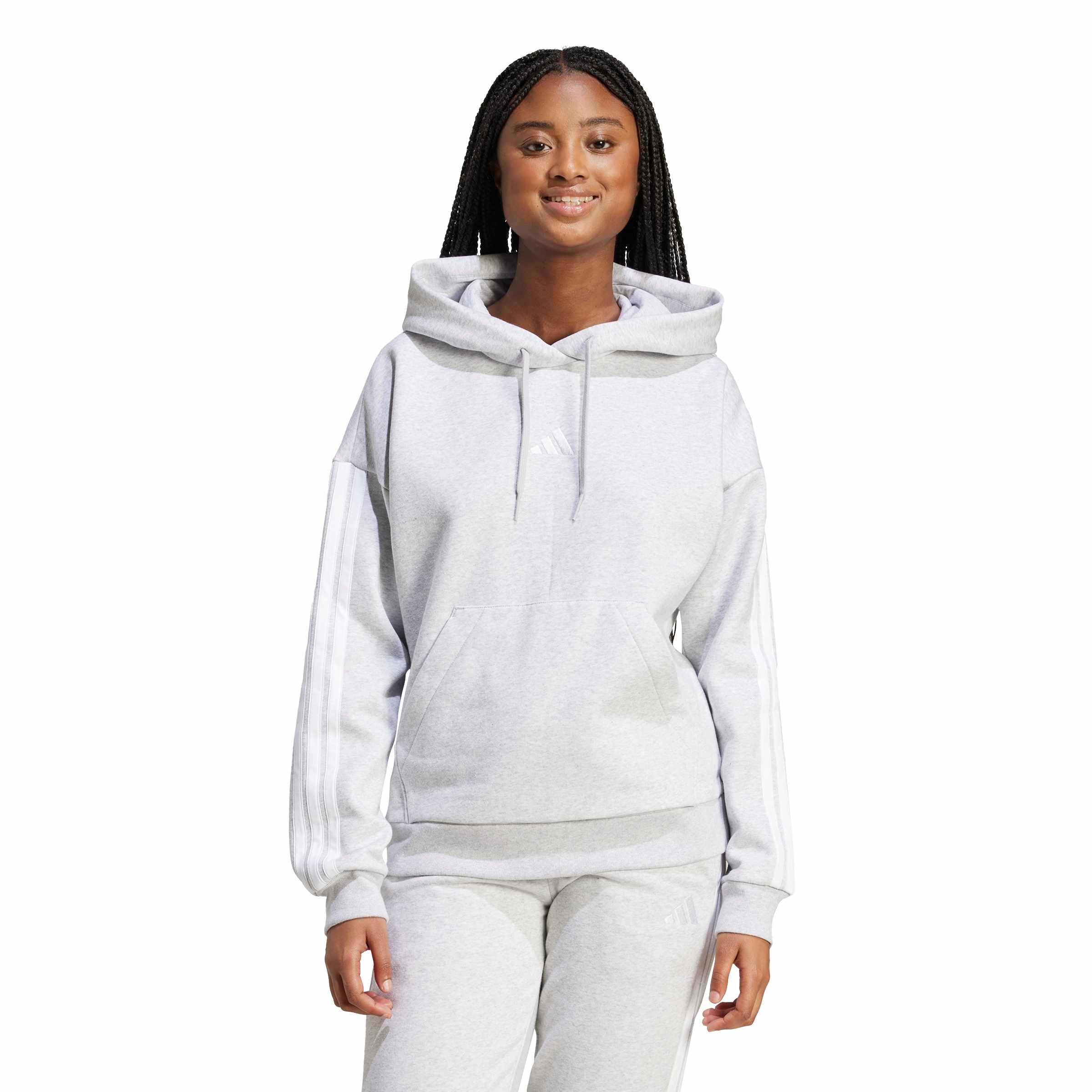 Gris clair - adidas - Essentials 3-Stripes Fleece Hoodie - 2