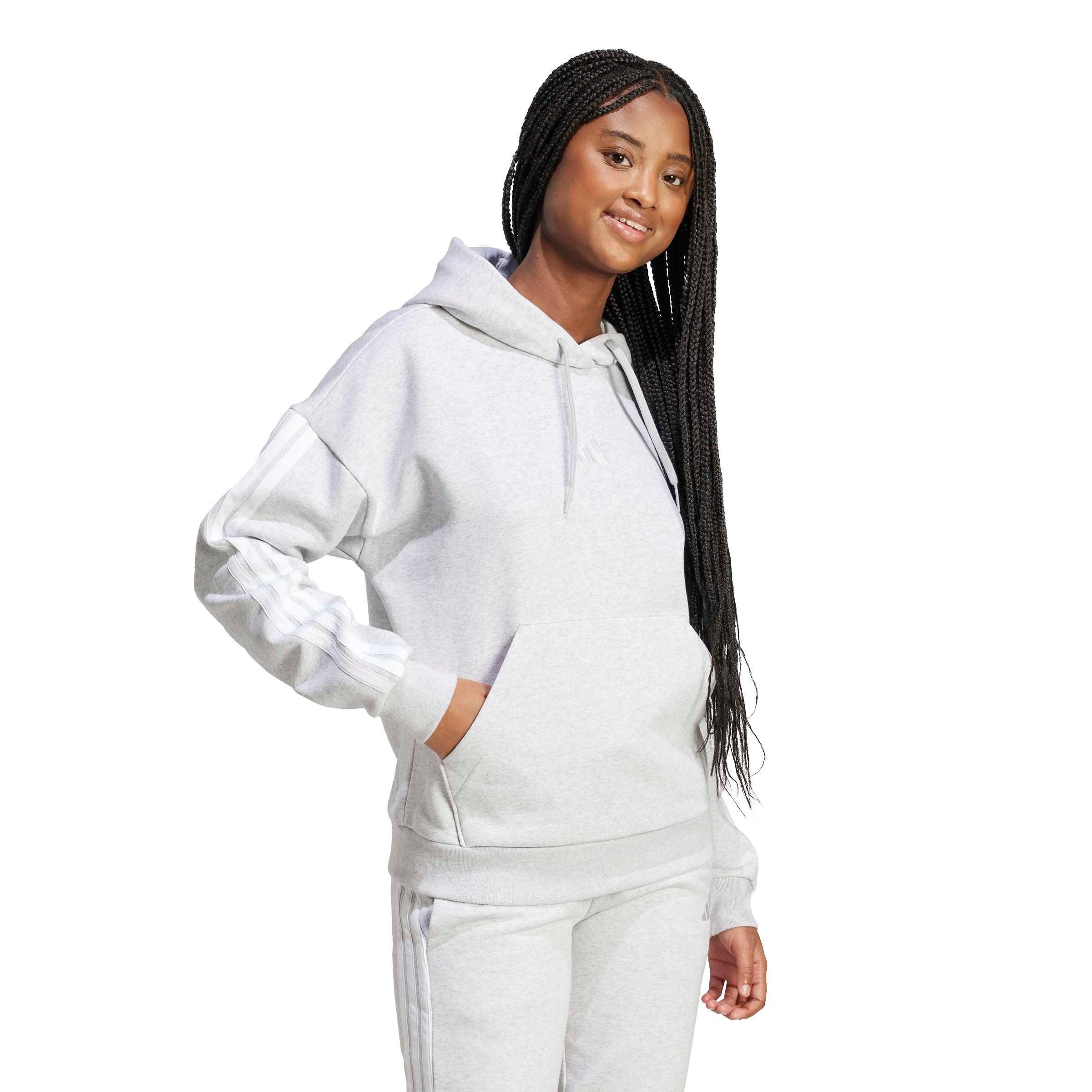 Gris clair - adidas - Essentials 3-Stripes Fleece Hoodie - 6