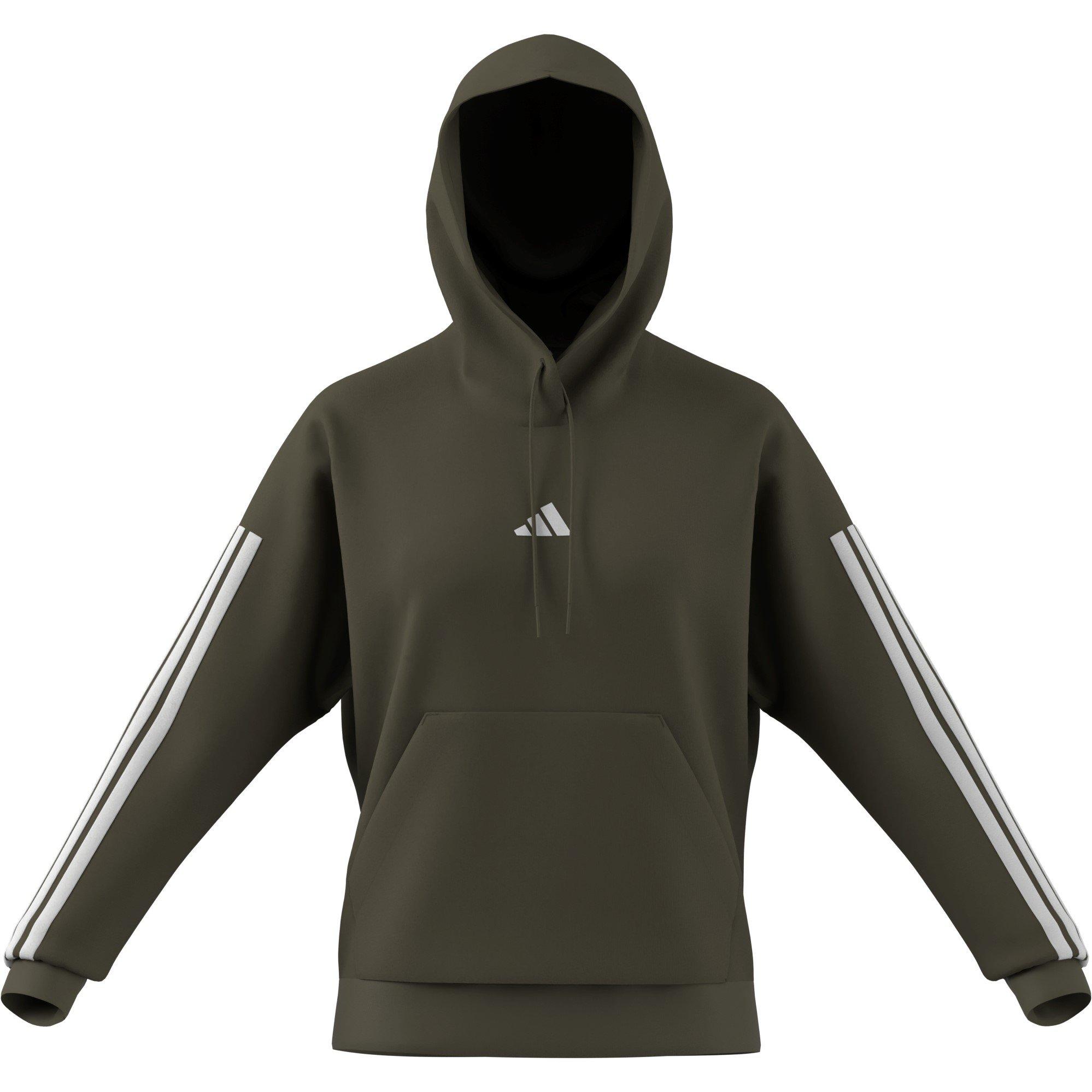 Adidas Women's Essentials 3-Stripes Fleece Hoodie - Olive - L (16-18)