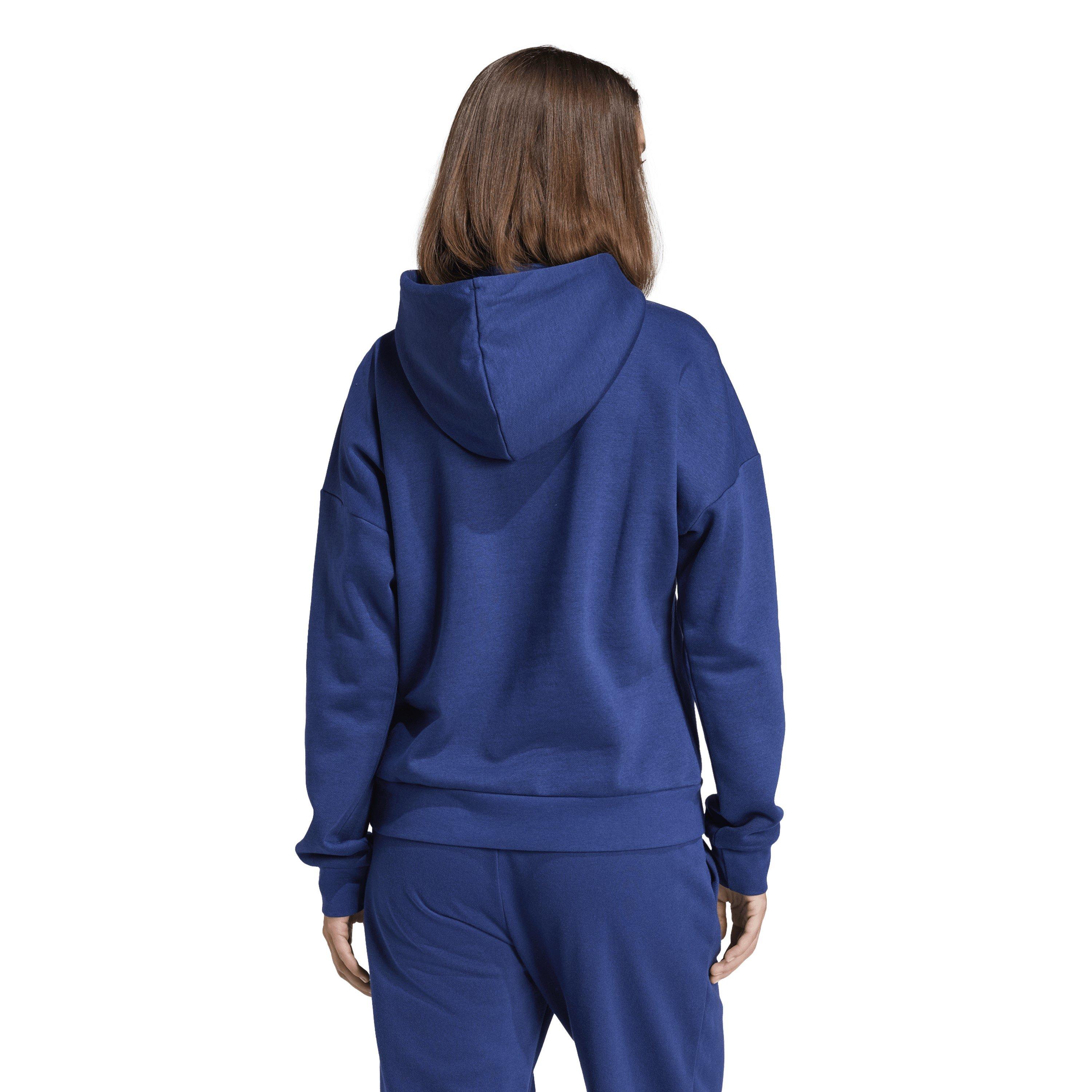 Azul oscuro/blanco - adidas - Essentials Linear Fleece Hoodie Womens - 3